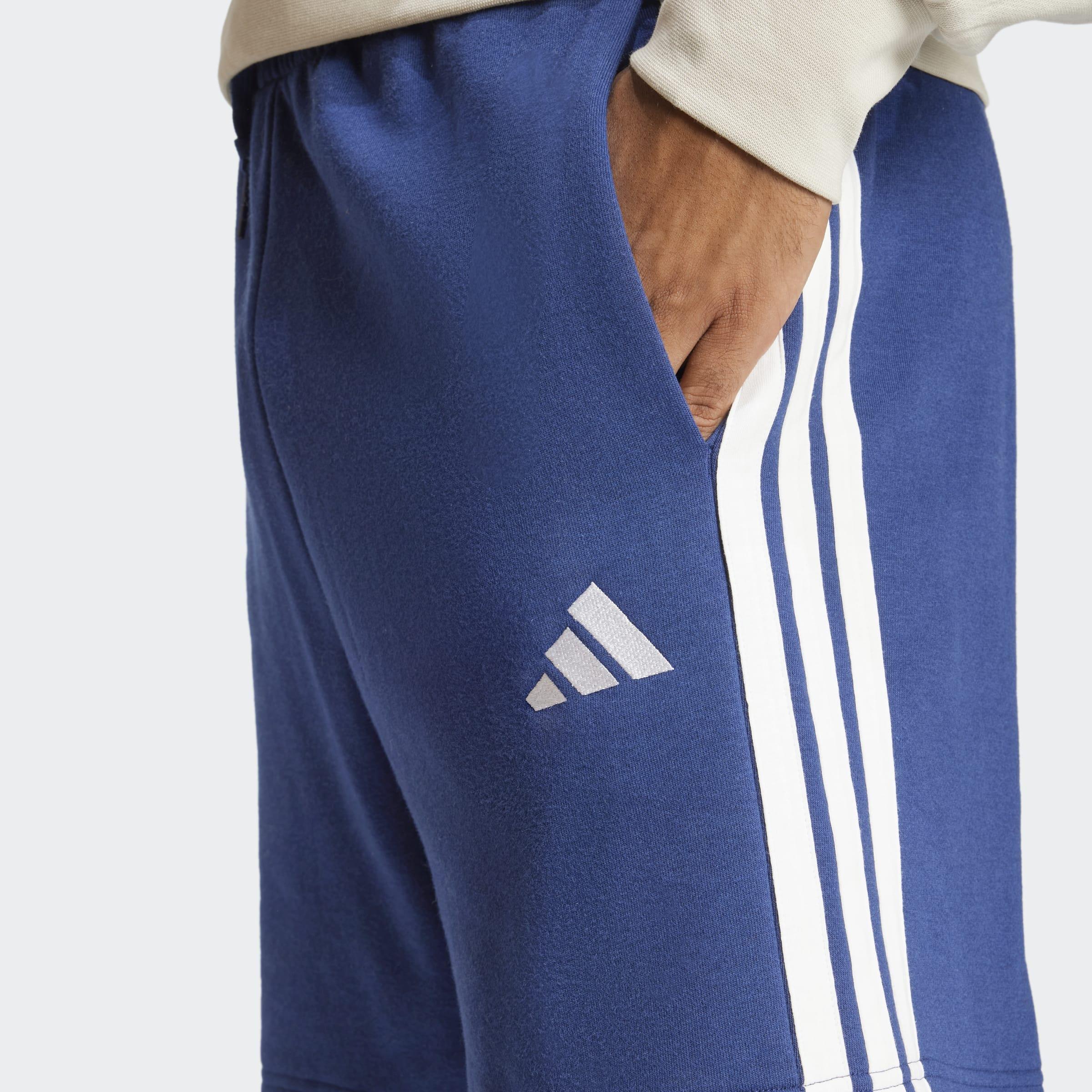 Essential 3-Stripes French Terry Shorts, Blue, A701_ONE, large image number 2
