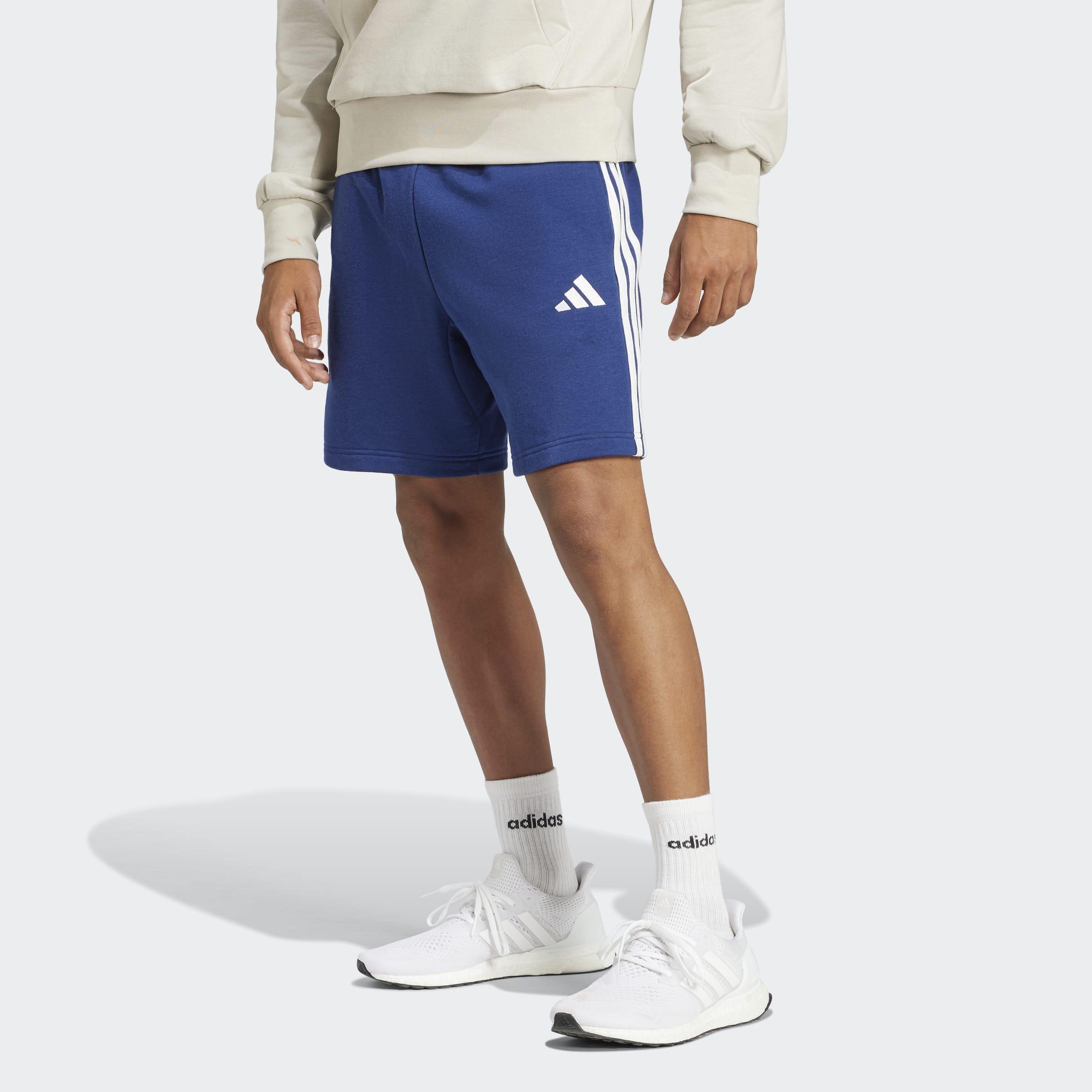 Essential 3-Stripes French Terry Shorts, Blue, A701_ONE, large image number 5