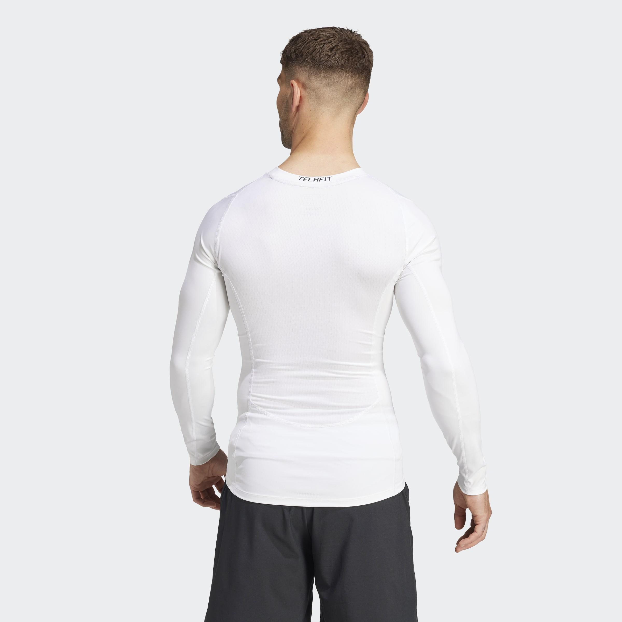 TECHFIT Compression Training Long Sleeve Long-Sleeve Top, White, A701_ONE, medium
