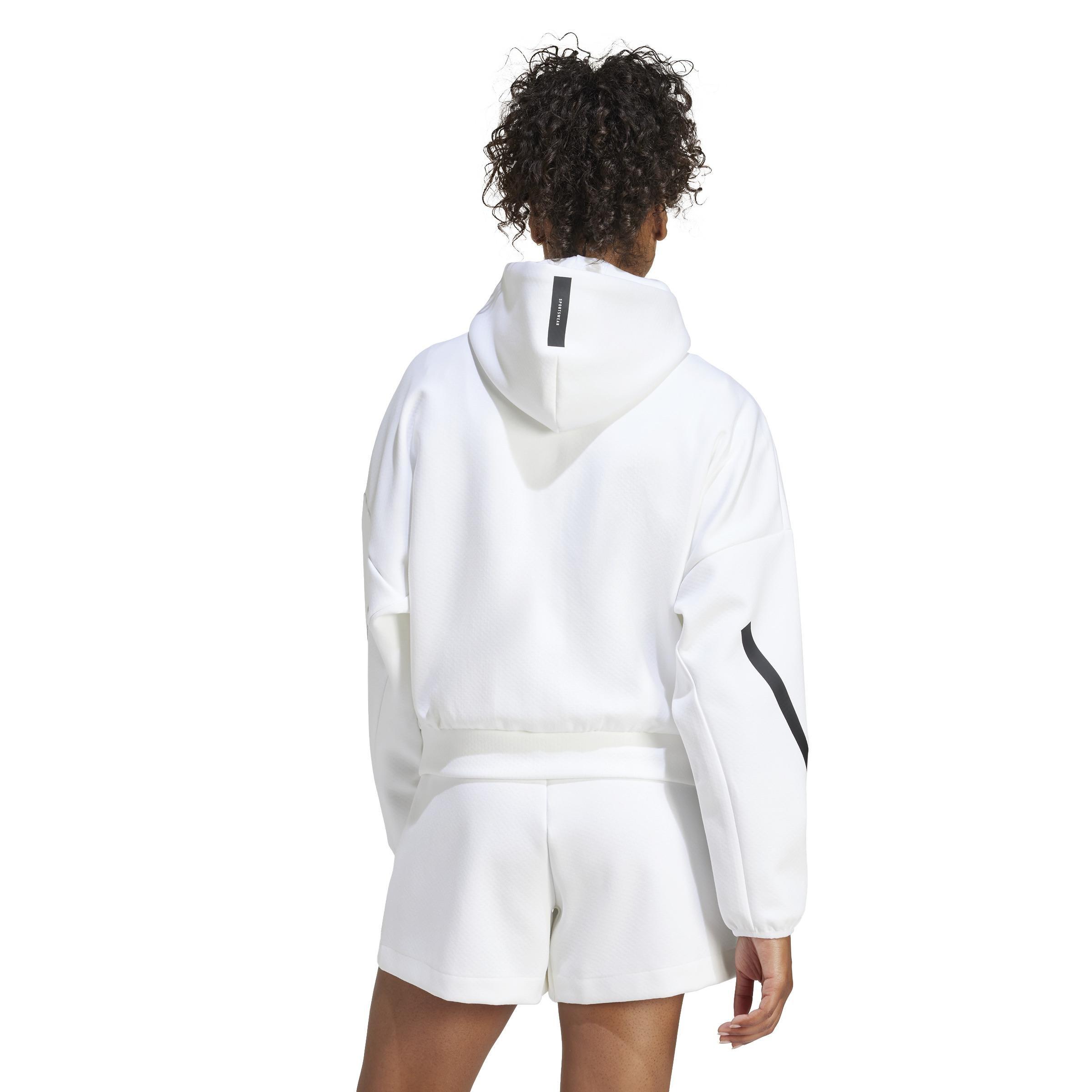 adidas Z.N.E. Full-Zip Hoodie, White, A701_ONE, large image number 3