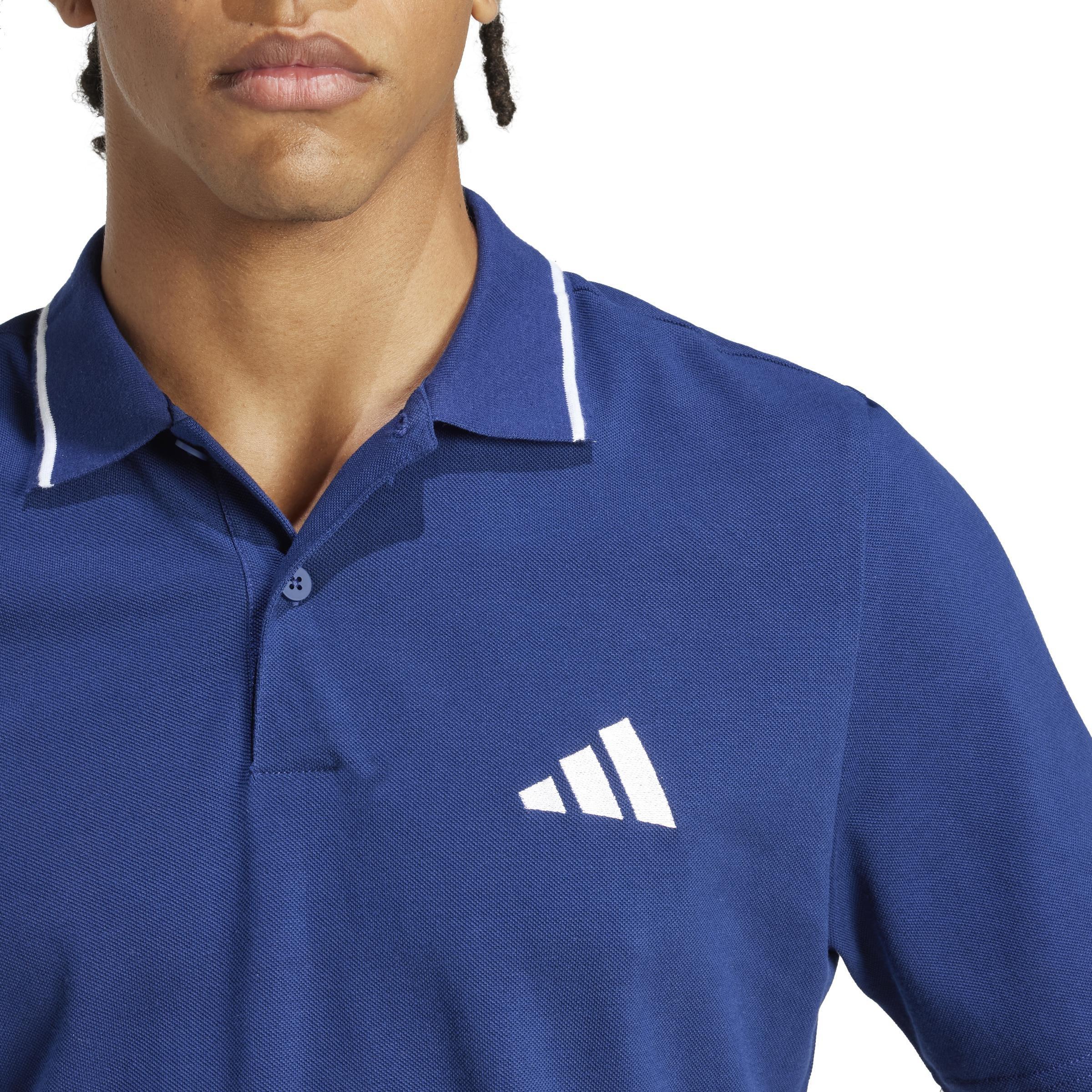 Essentials Small Logo Piqué Polo Shirt, Blue, , large image number 3
