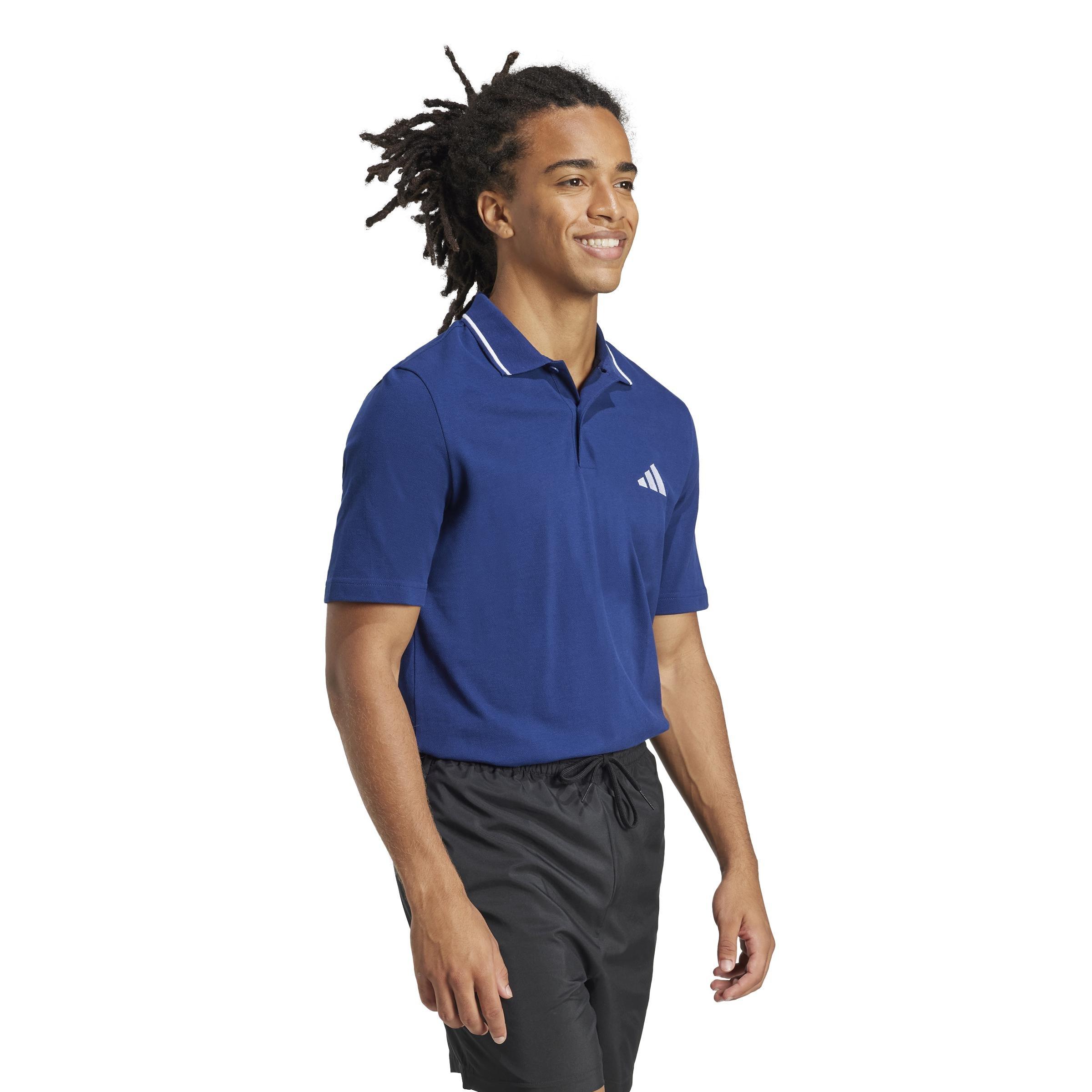 Essentials Small Logo Piqué Polo Shirt, Blue, , large image number 5