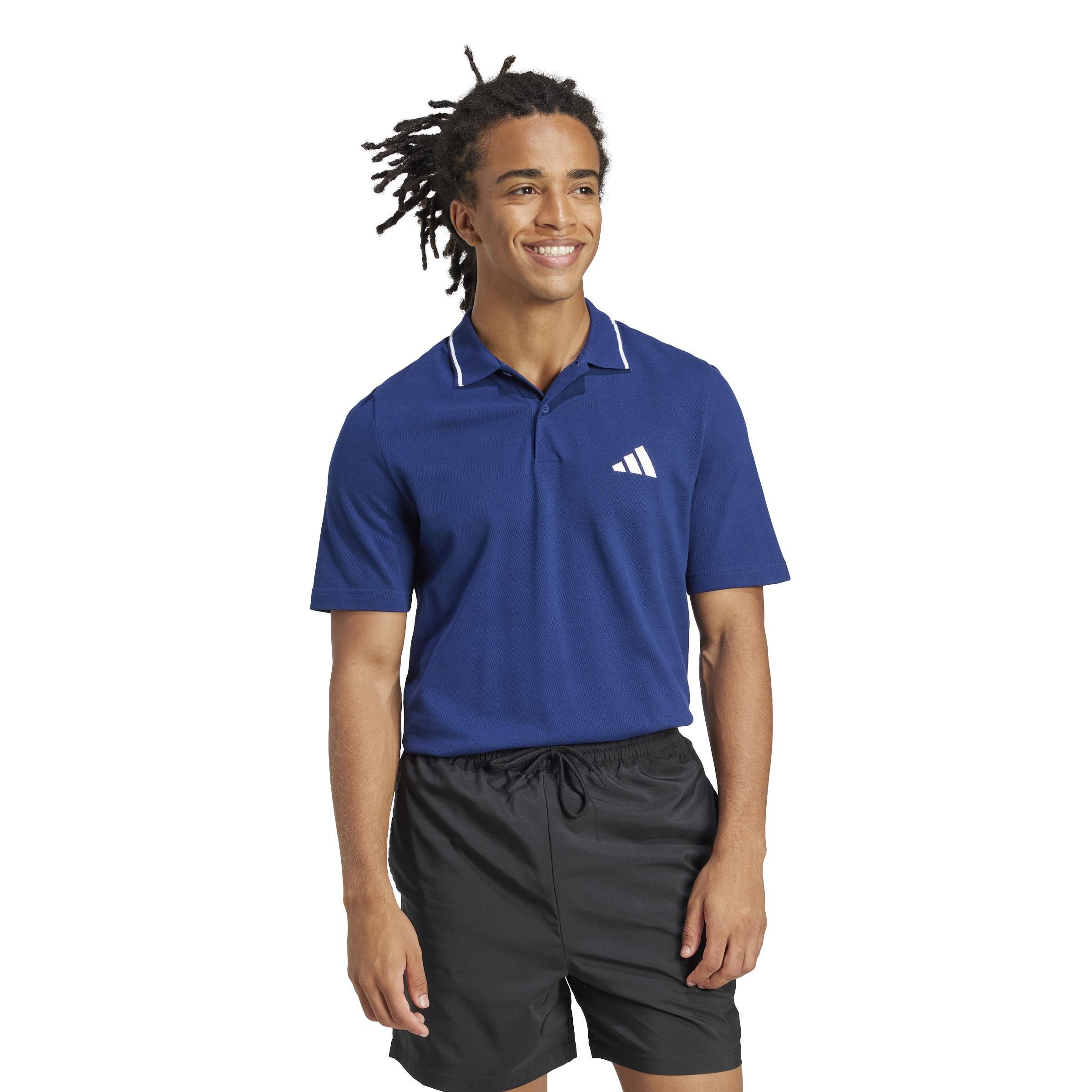 Essentials Small Logo Piqué Polo Shirt, Blue, , large image number 6