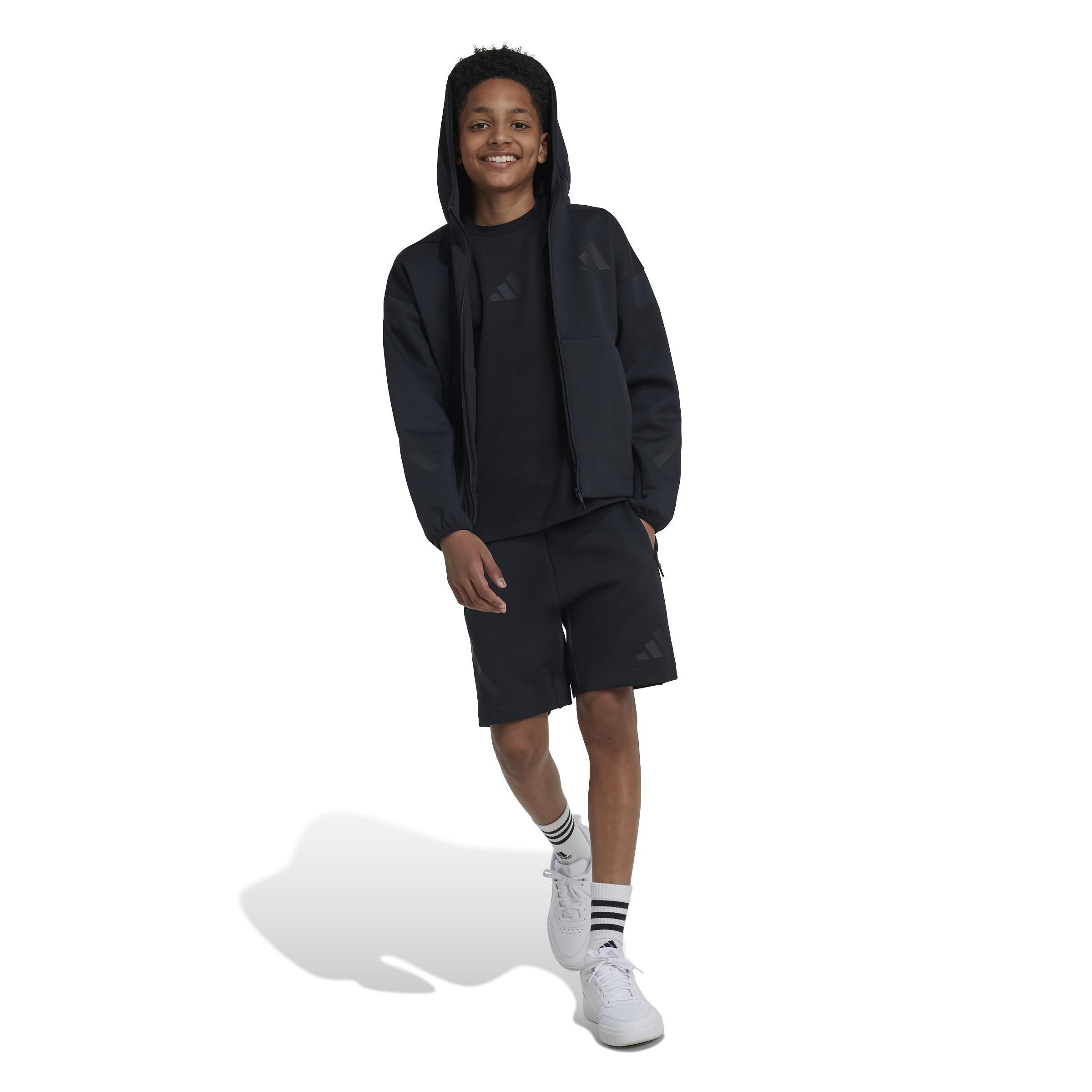 Unisex Kids adidas Z.N.E. Full-Zip Hooded Track Jacket, Black, A701_ONE, large image number 6