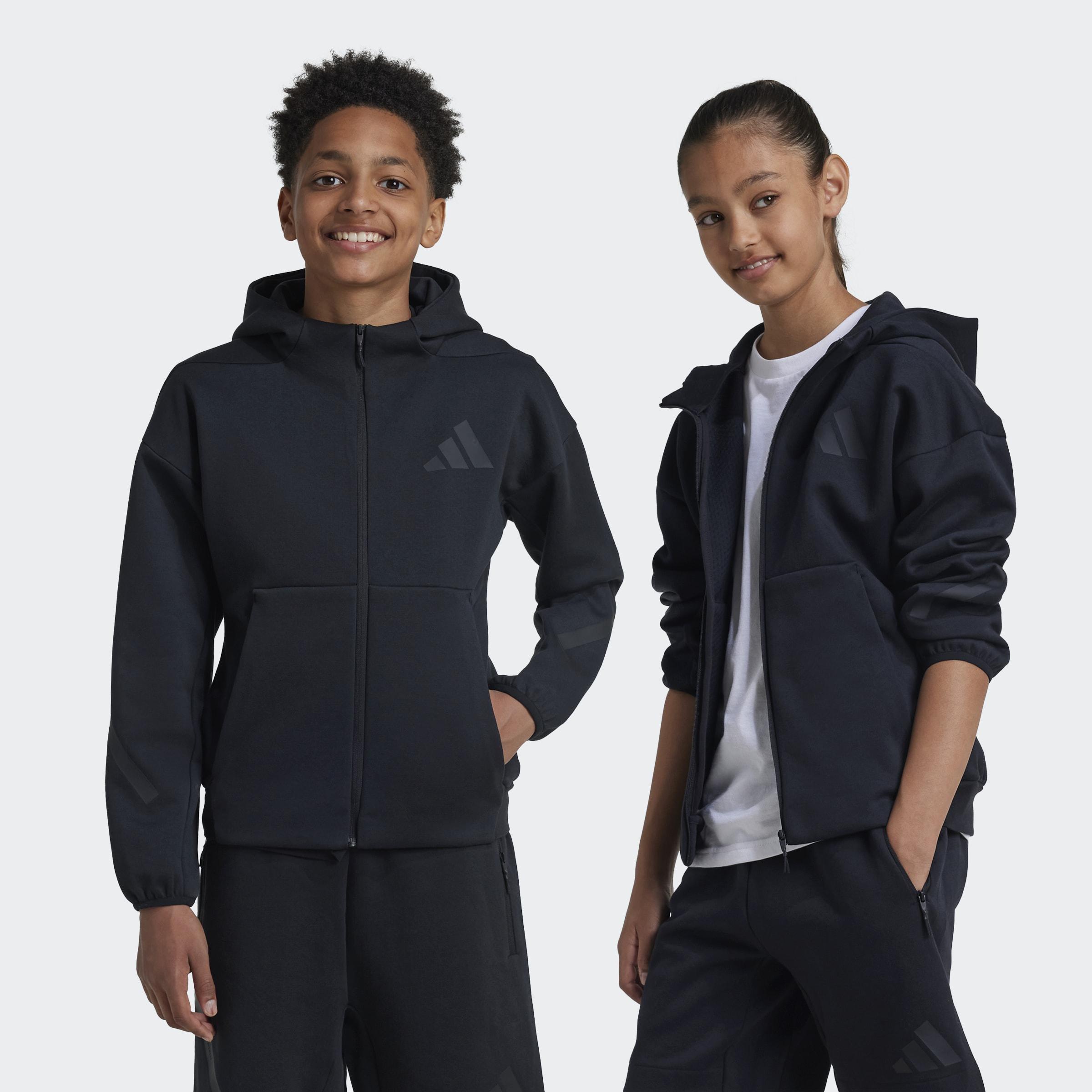 Unisex Kids adidas Z.N.E. Full-Zip Hooded Track Jacket, Black, A701_ONE, large image number 11