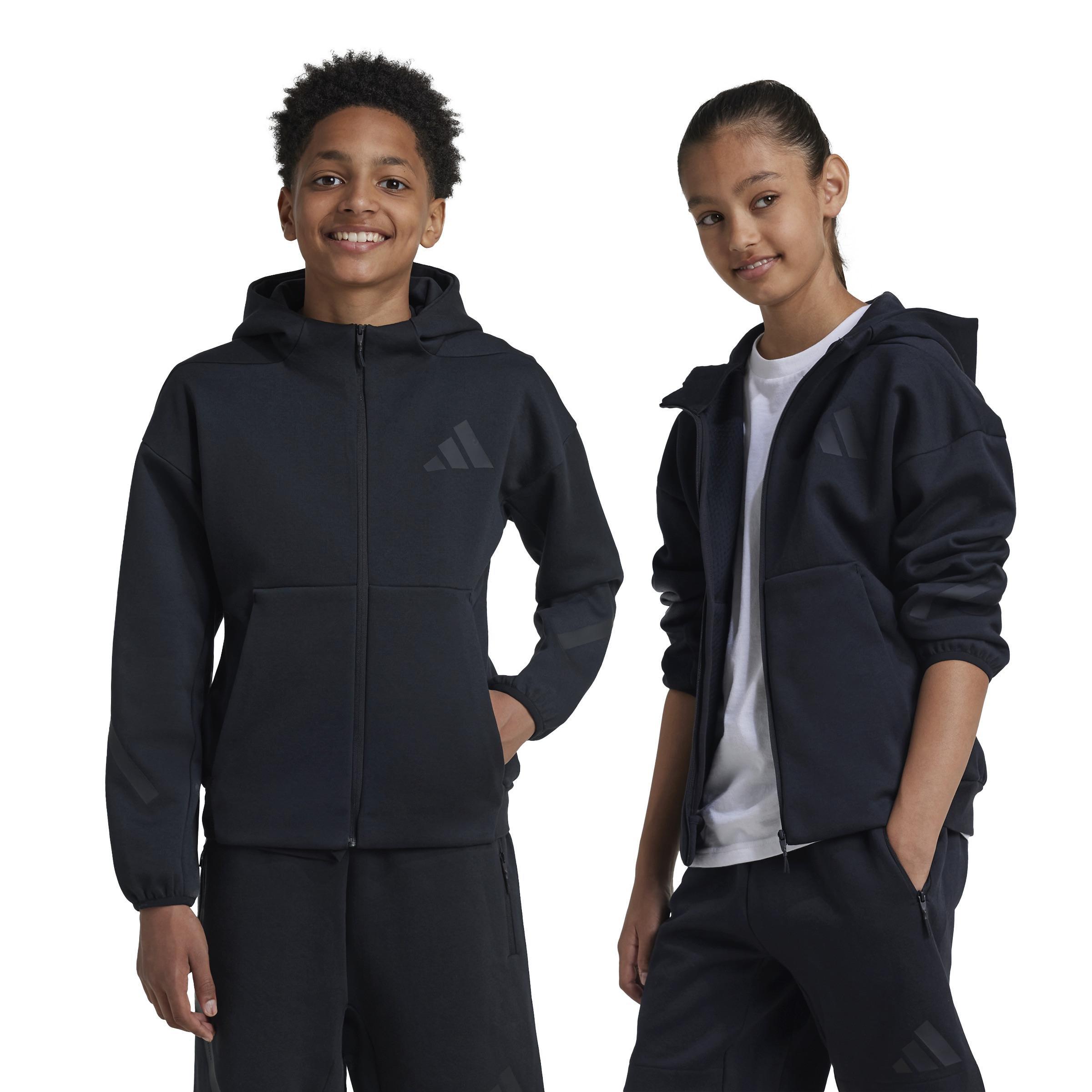 Unisex Kids adidas Z.N.E. Full-Zip Hooded Track Jacket, Black, A701_ONE, large image number 13
