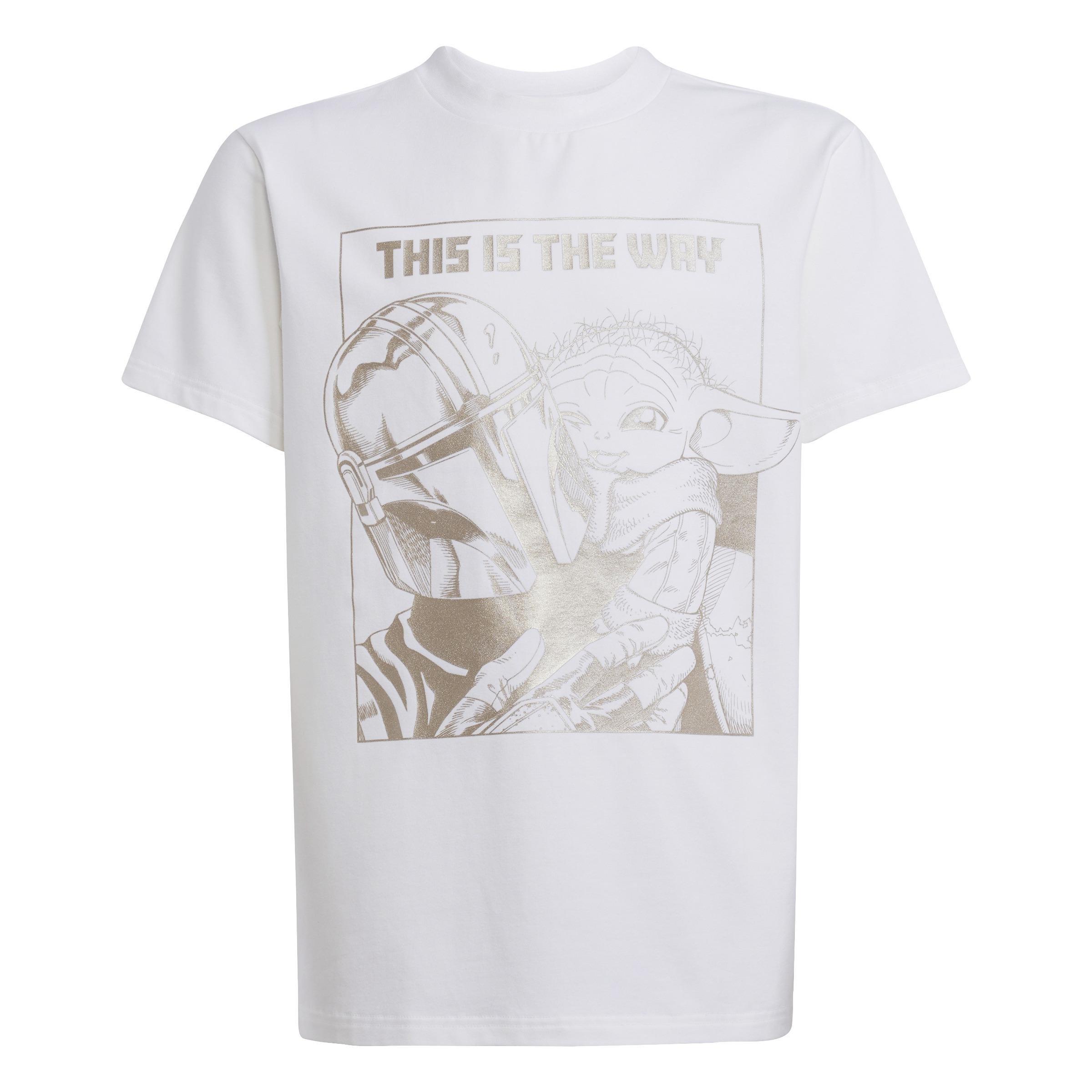 Unisex Kids adidas x Star Wars The Mandalorian Graphic T-Shirt, White, , large image number 0