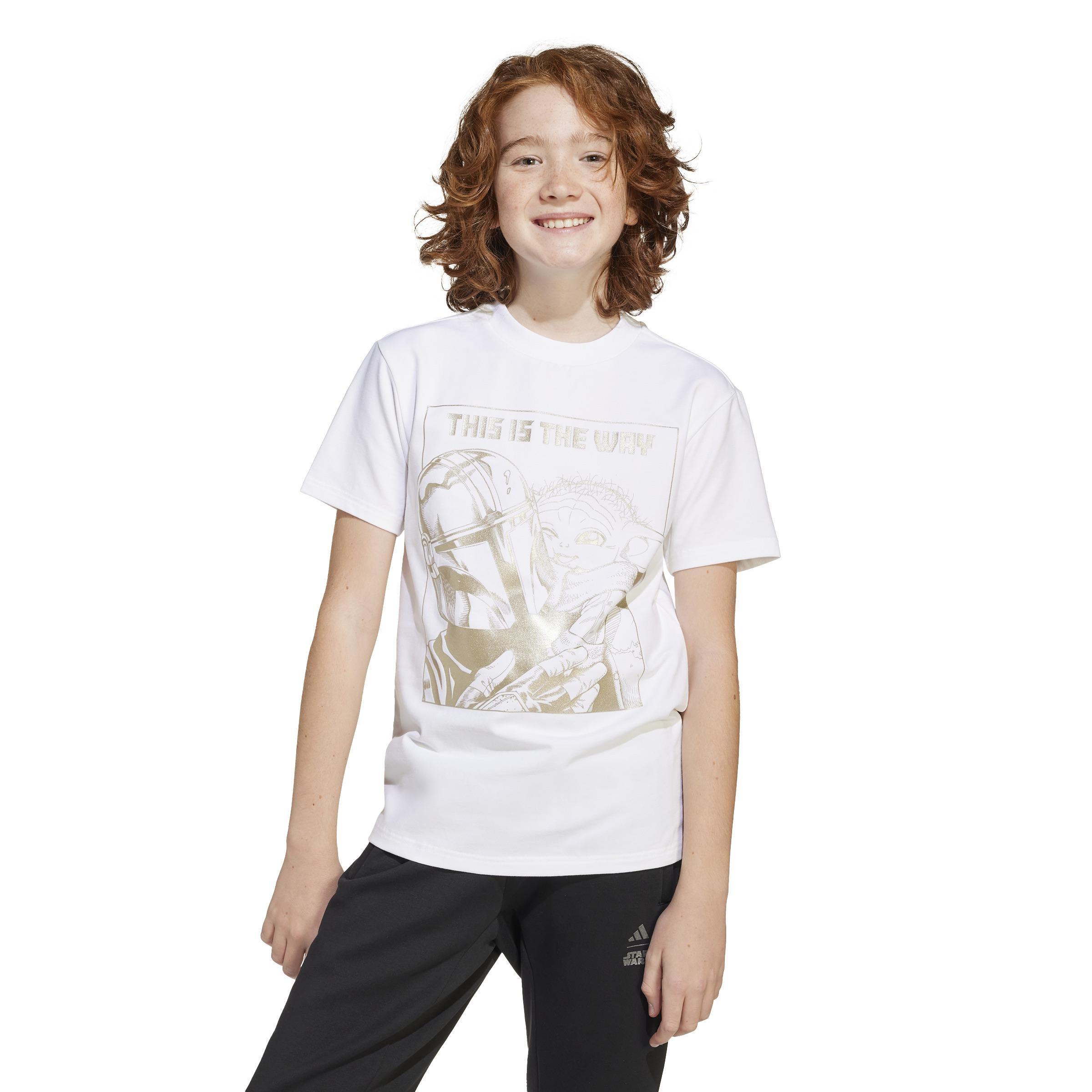 Unisex Kids adidas x Star Wars The Mandalorian Graphic T-Shirt, White, , large image number 6