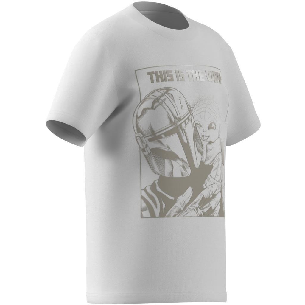 Unisex Kids adidas x Star Wars The Mandalorian Graphic T-Shirt, White, , large image number 8