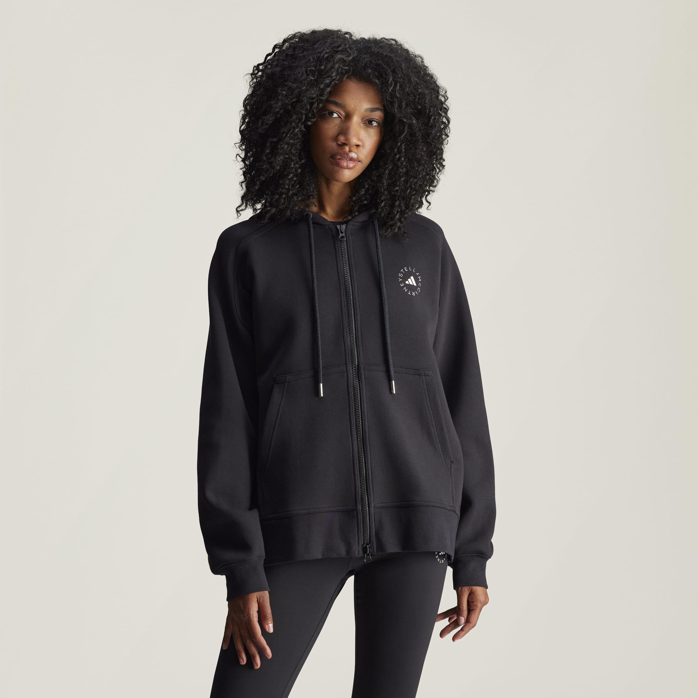 adidas by Stella McCartney Full-Zip Hoodie, Black, A701_ONE, large image number 4