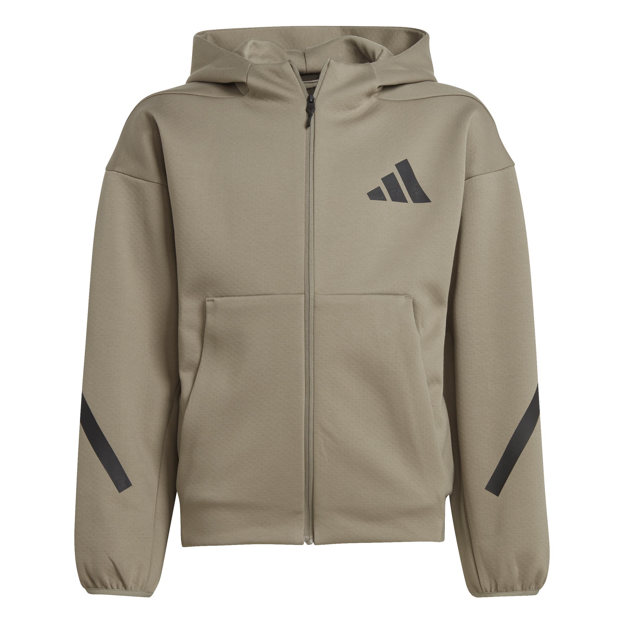 adidas Z.N.E. Full-Zip Hooded Track Jacket, Brown, A701_ONE, large image number 1