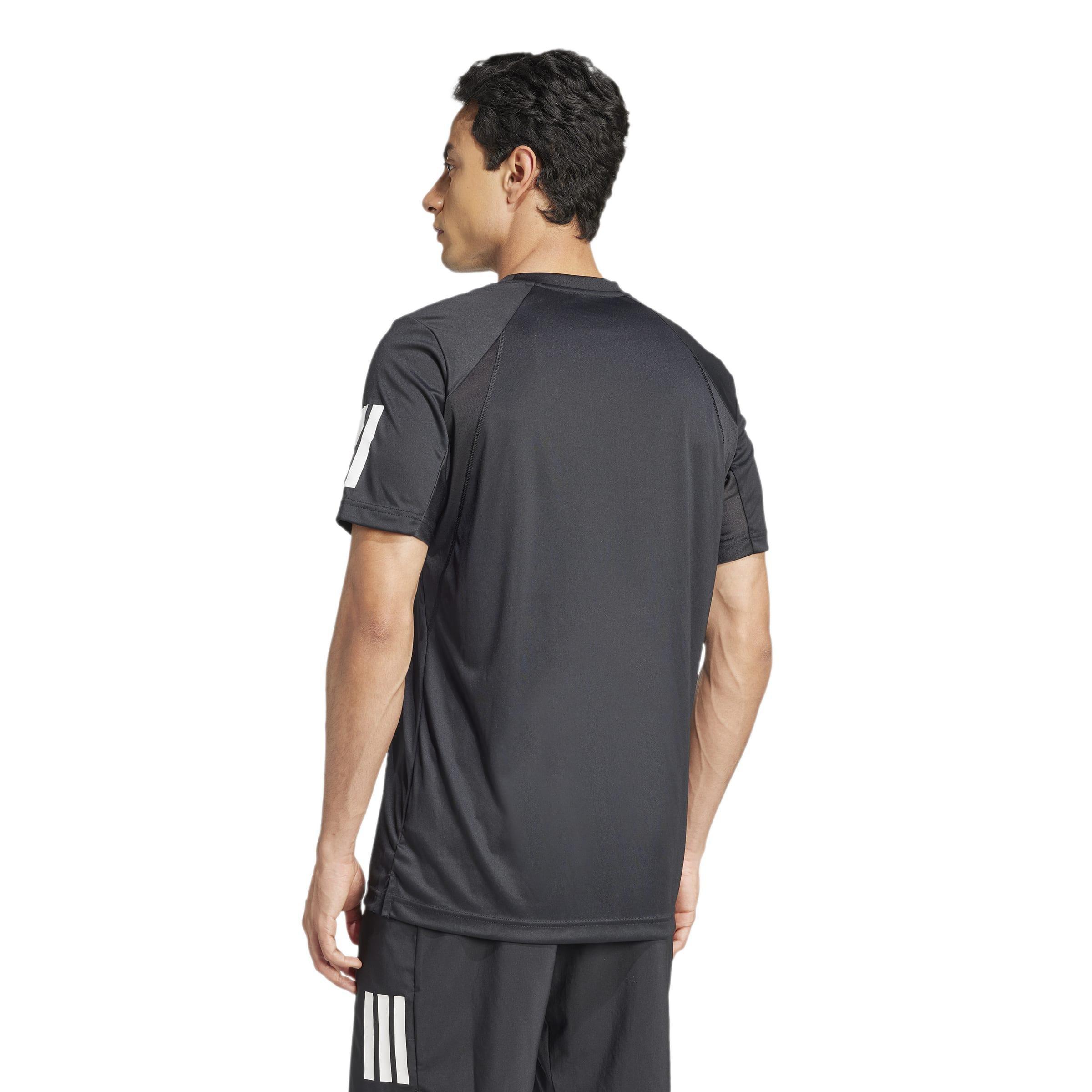 Club Tennis Climacool 3-Stripes T-Shirt, Black, A701_ONE, large image number 2