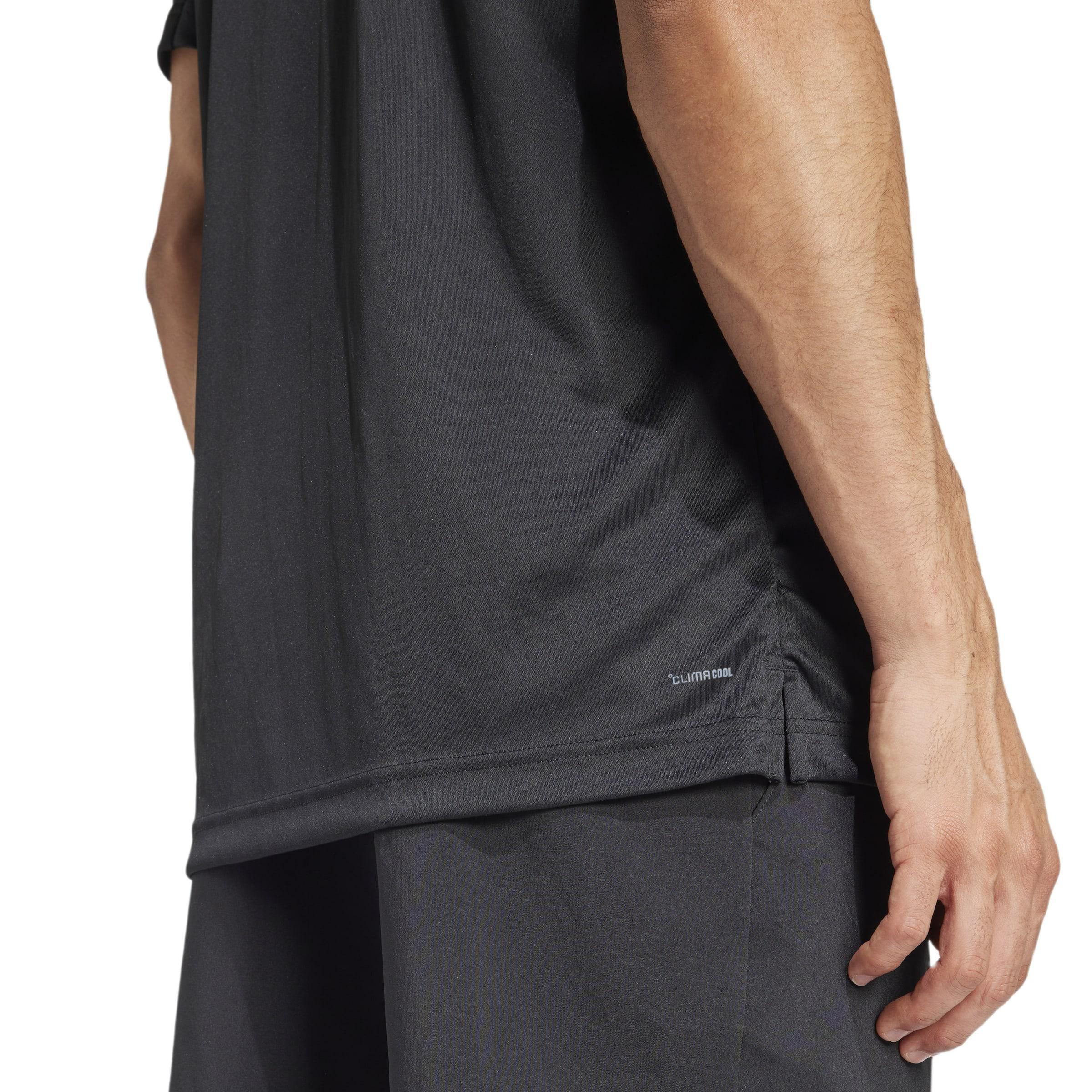 Club Tennis Climacool 3-Stripes T-Shirt, Black, A701_ONE, large image number 4