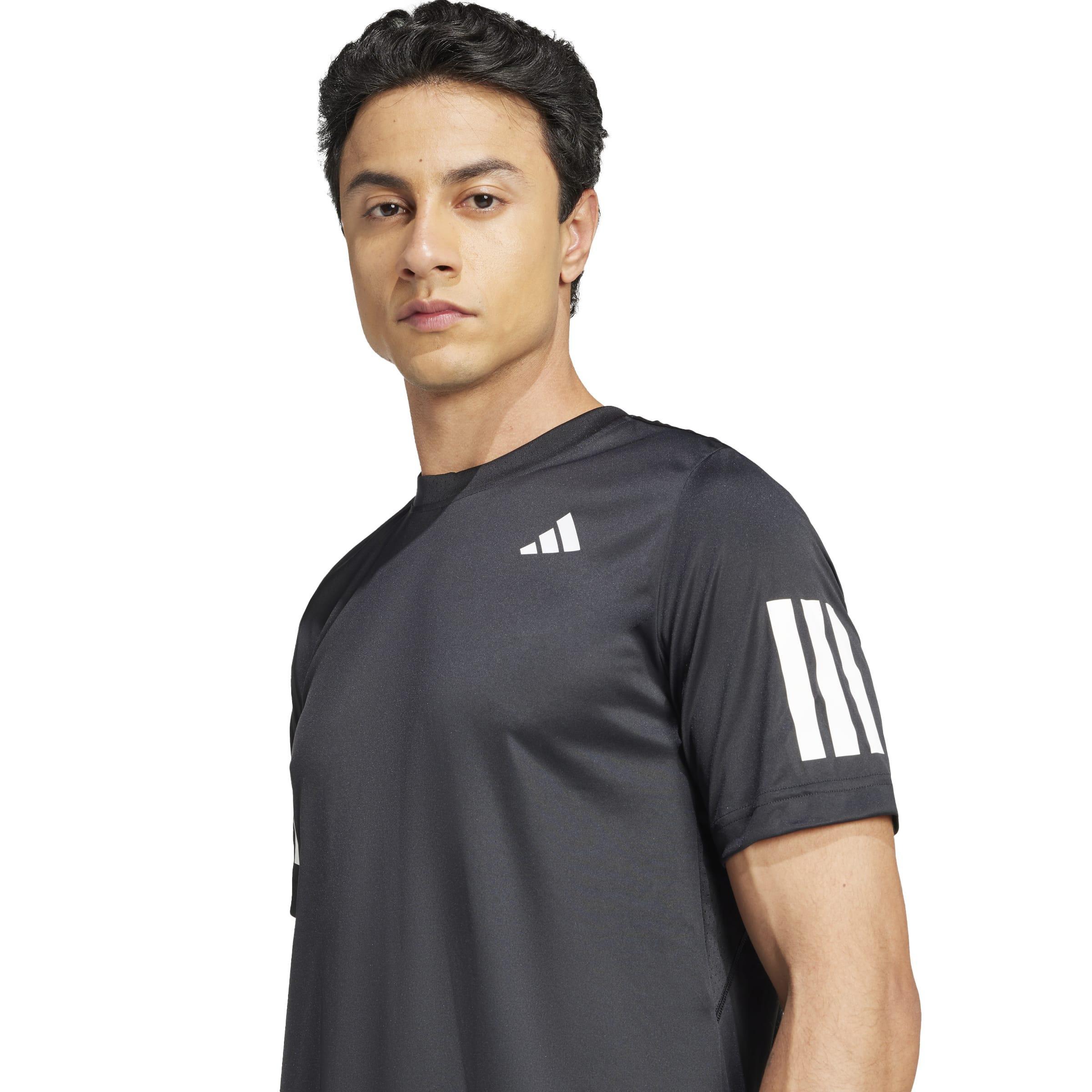 Club Tennis Climacool 3-Stripes T-Shirt, Black, A701_ONE, large image number 5