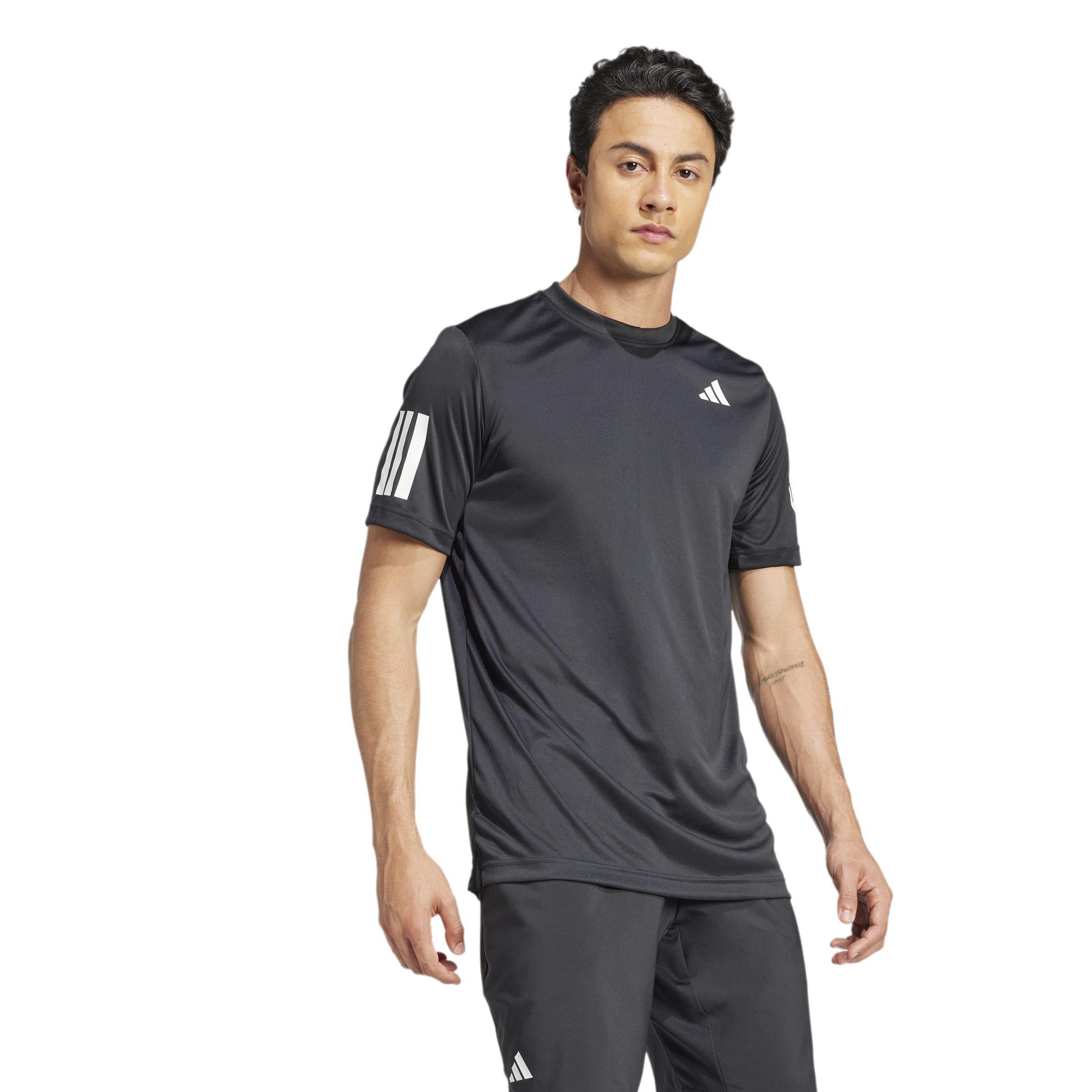 Club Tennis Climacool 3-Stripes T-Shirt, Black, A701_ONE, large image number 6