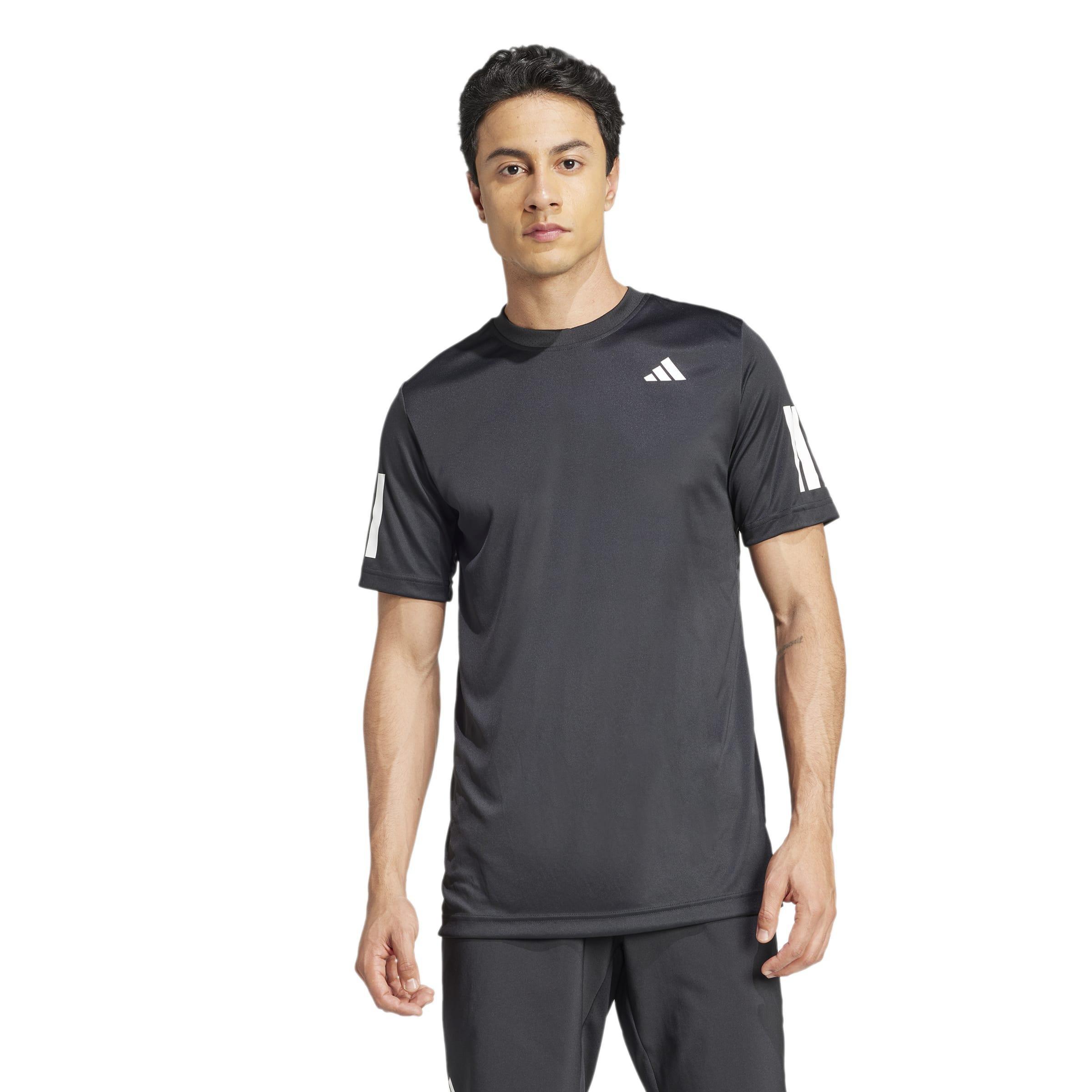 Club Tennis Climacool 3-Stripes T-Shirt, Black, A701_ONE, large image number 6