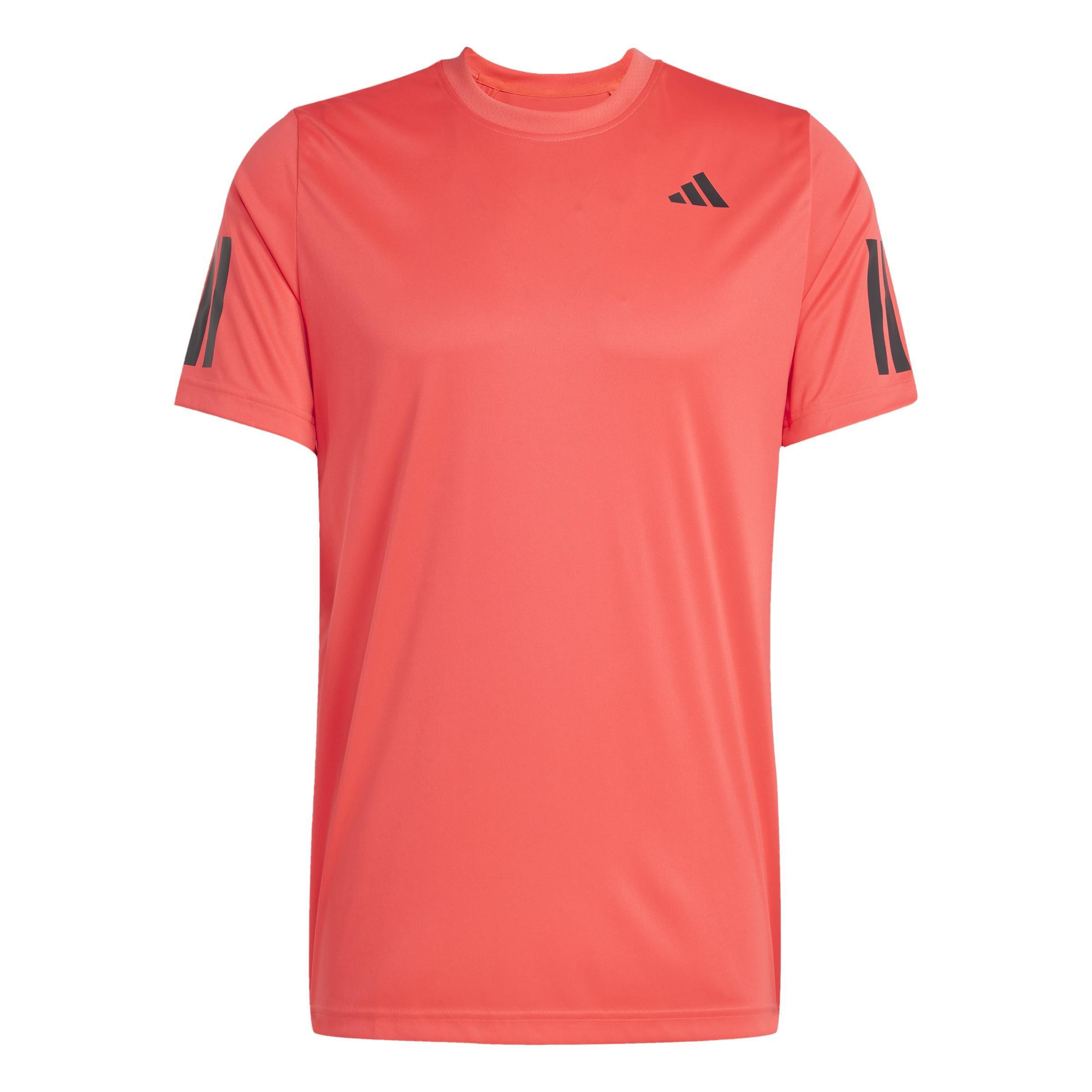 Club Tennis Climacool 3-Stripes T-Shirt, Red, A701_ONE, large image number 1