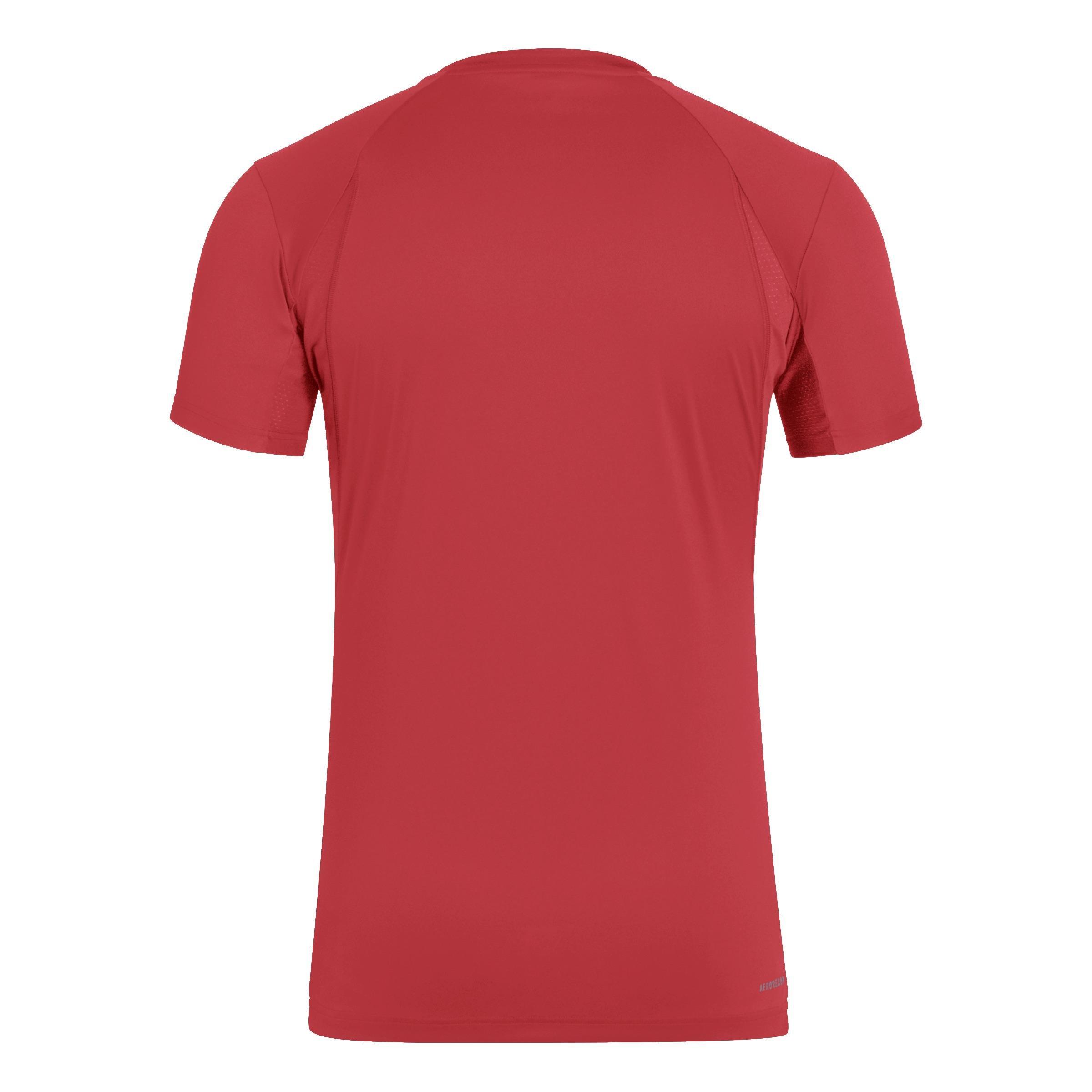 Club Tennis Climacool 3-Stripes T-Shirt, Red, A701_ONE, large image number 2