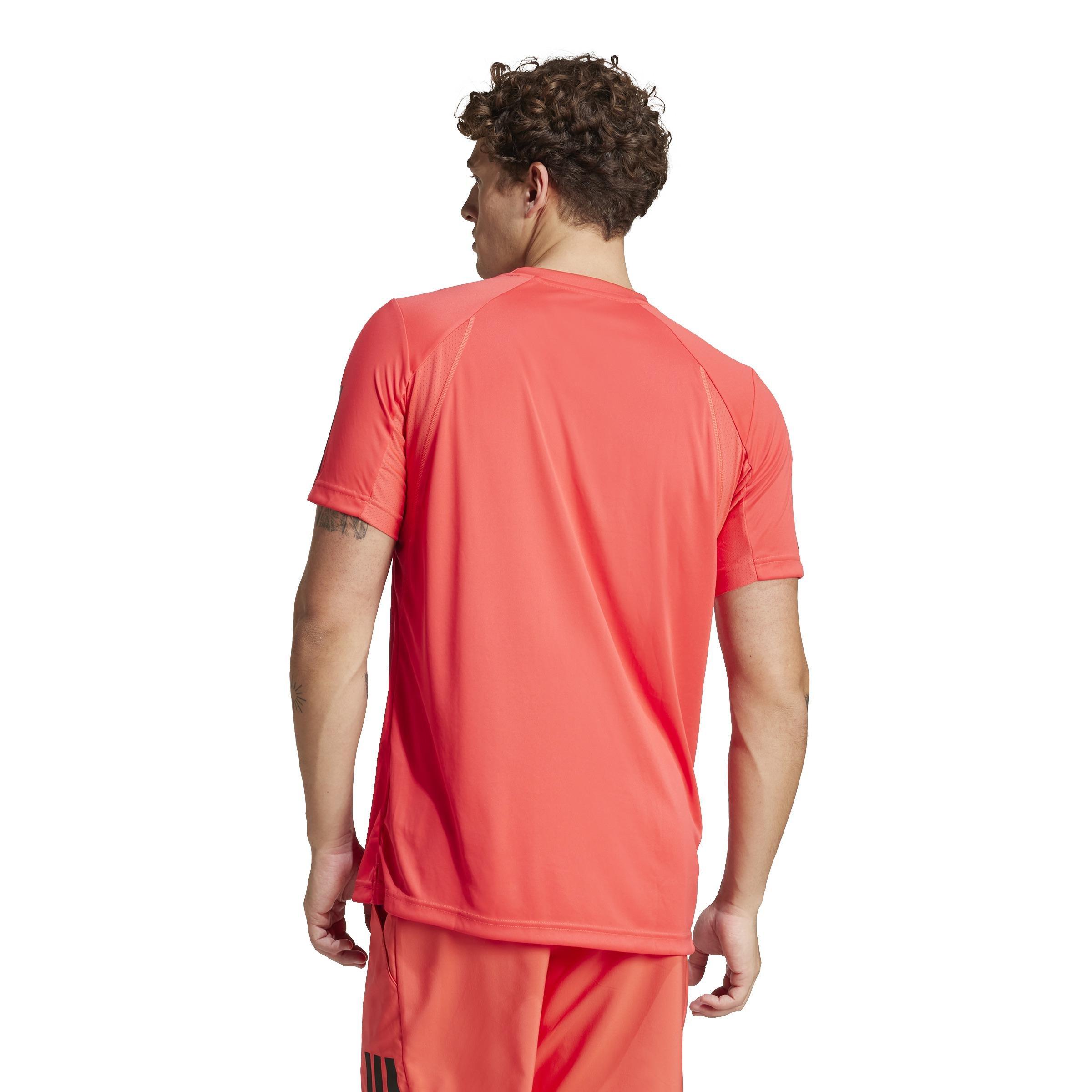 Club Tennis Climacool 3-Stripes T-Shirt, Red, A701_ONE, large image number 3