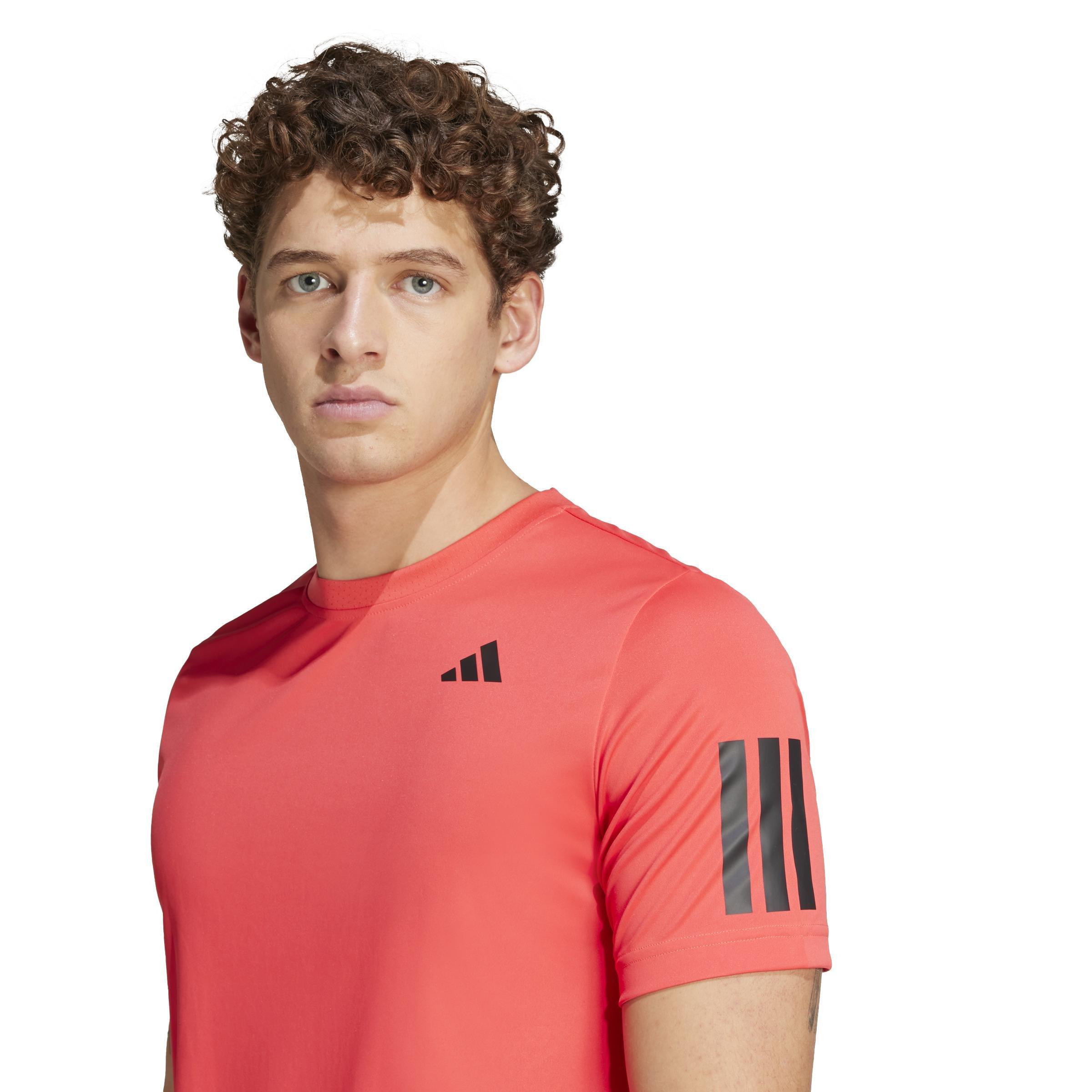 Club Tennis Climacool 3-Stripes T-Shirt, Red, A701_ONE, large image number 5