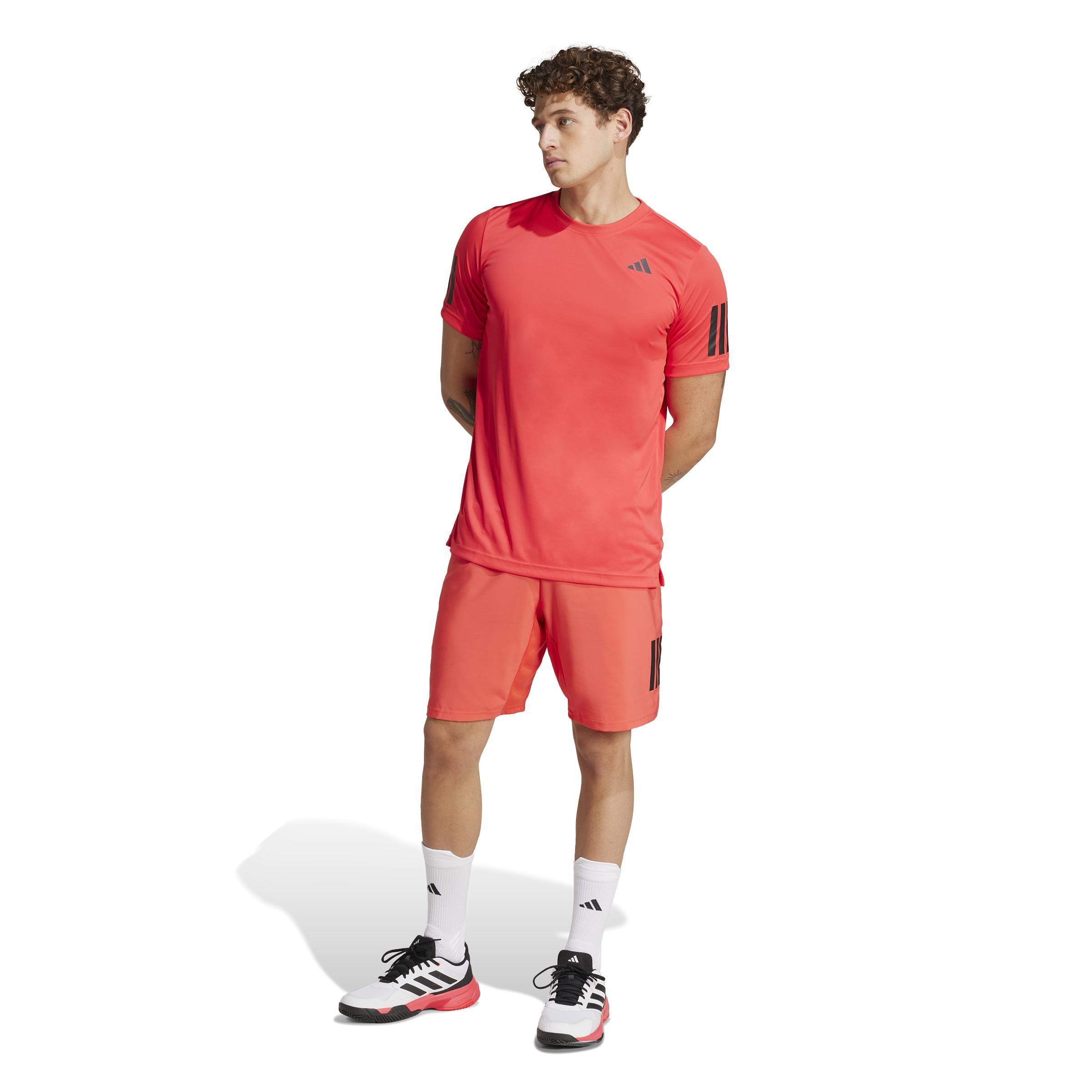 Club Tennis Climacool 3-Stripes T-Shirt, Red, A701_ONE, large image number 10