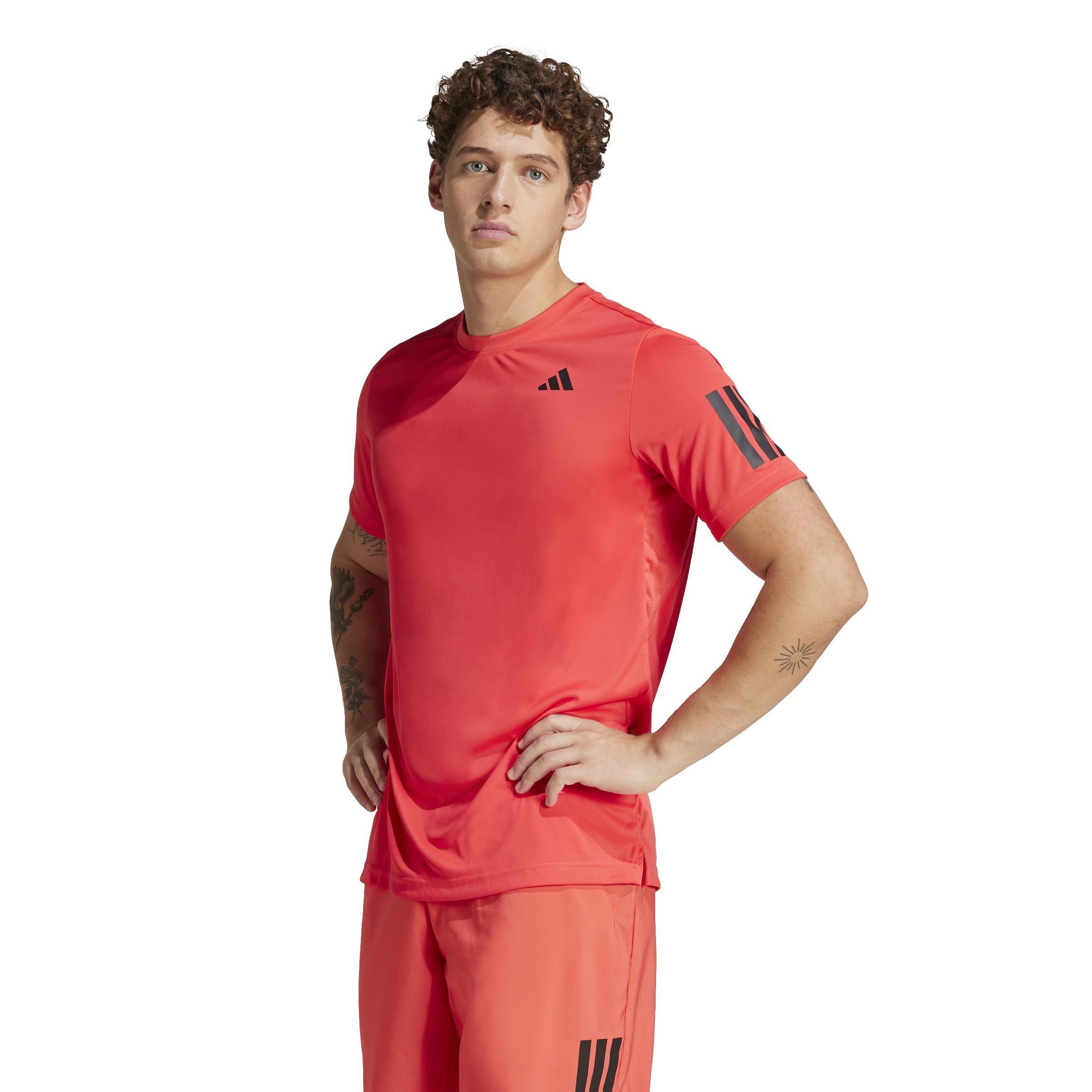 Club Tennis Climacool 3-Stripes T-Shirt, Red, A701_ONE, large image number 13
