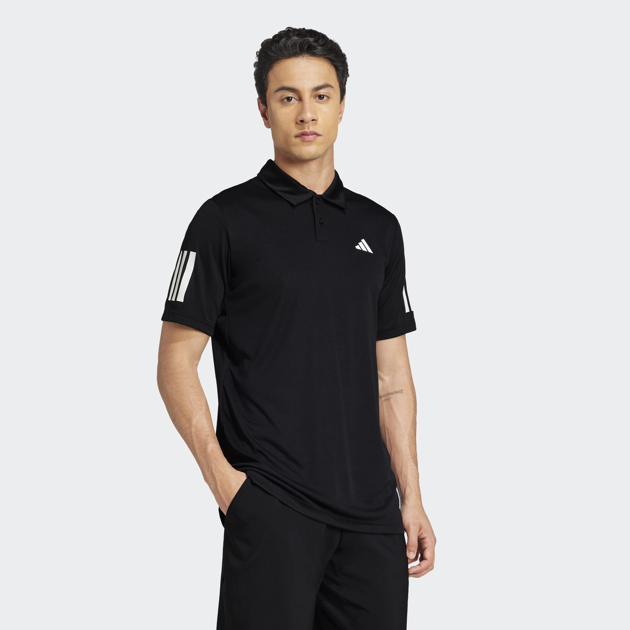 Club Tennis 3-Stripes Polo Shirt, Black, A701_ONE, medium