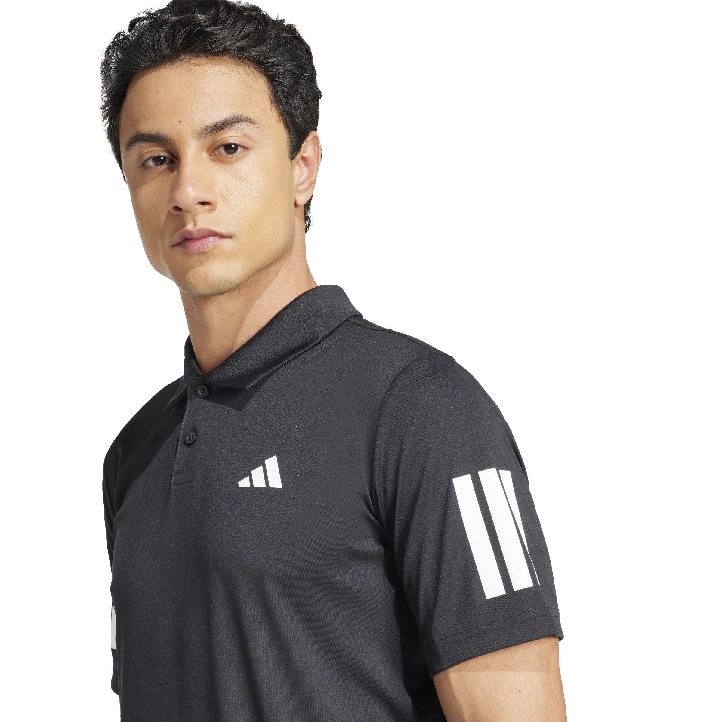 Club Tennis 3-Stripes Polo Shirt, Black, A701_ONE, large image number 3