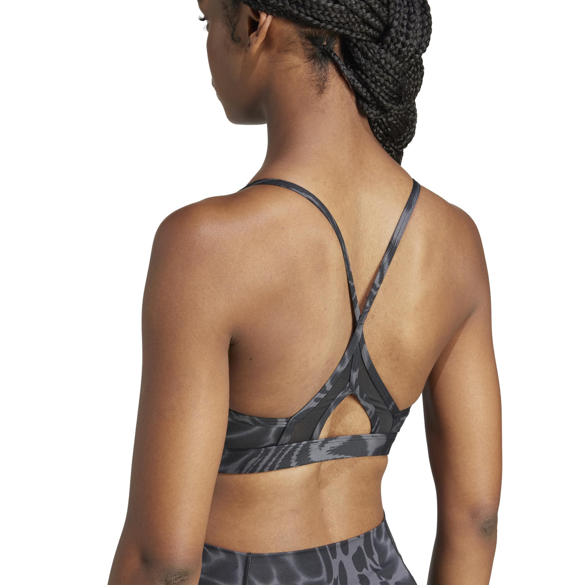 Aeroreact Training Light Support 3-Stripes Bra, Black, , large image number 4