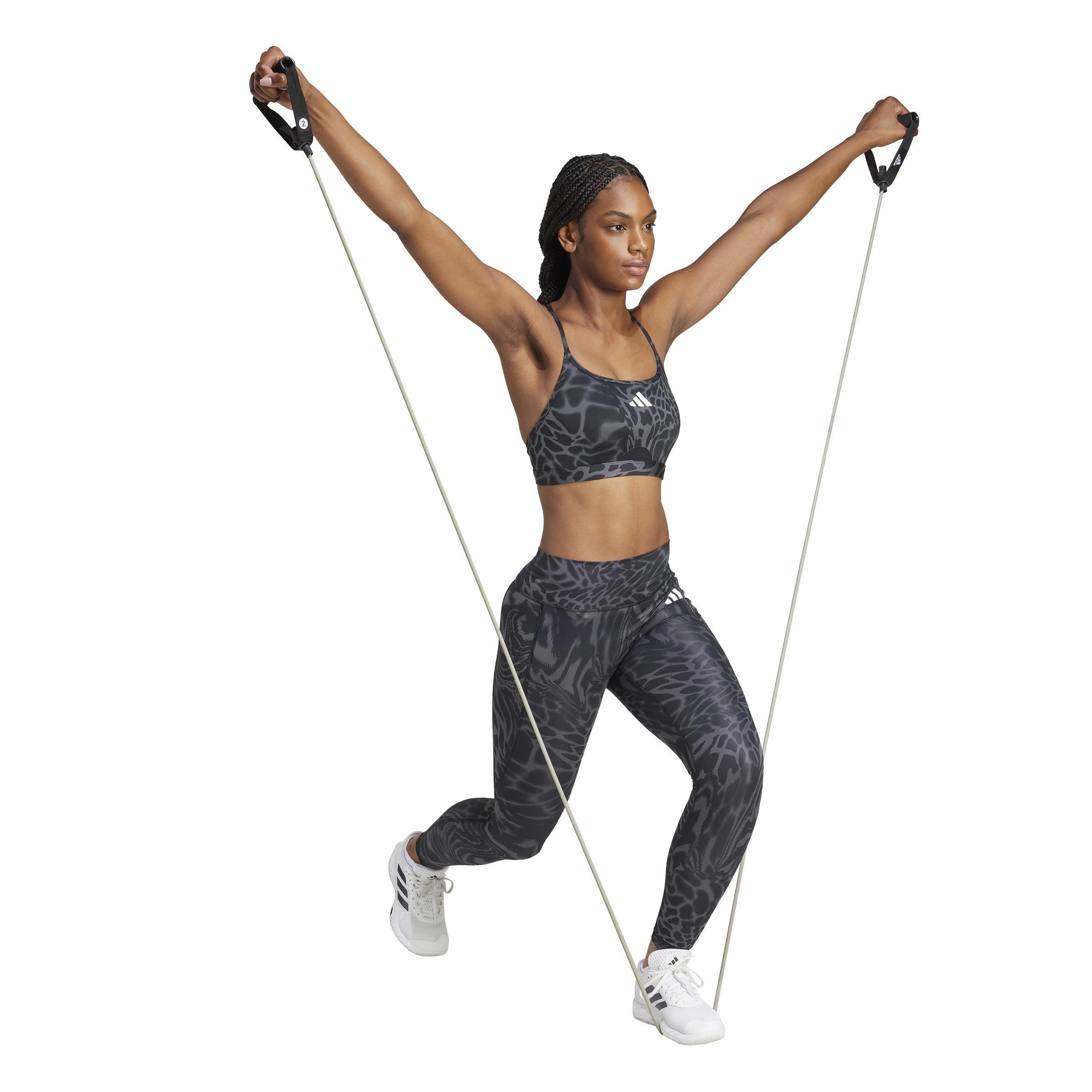 Aeroreact Training Light Support 3-Stripes Bra, Black, , large image number 5