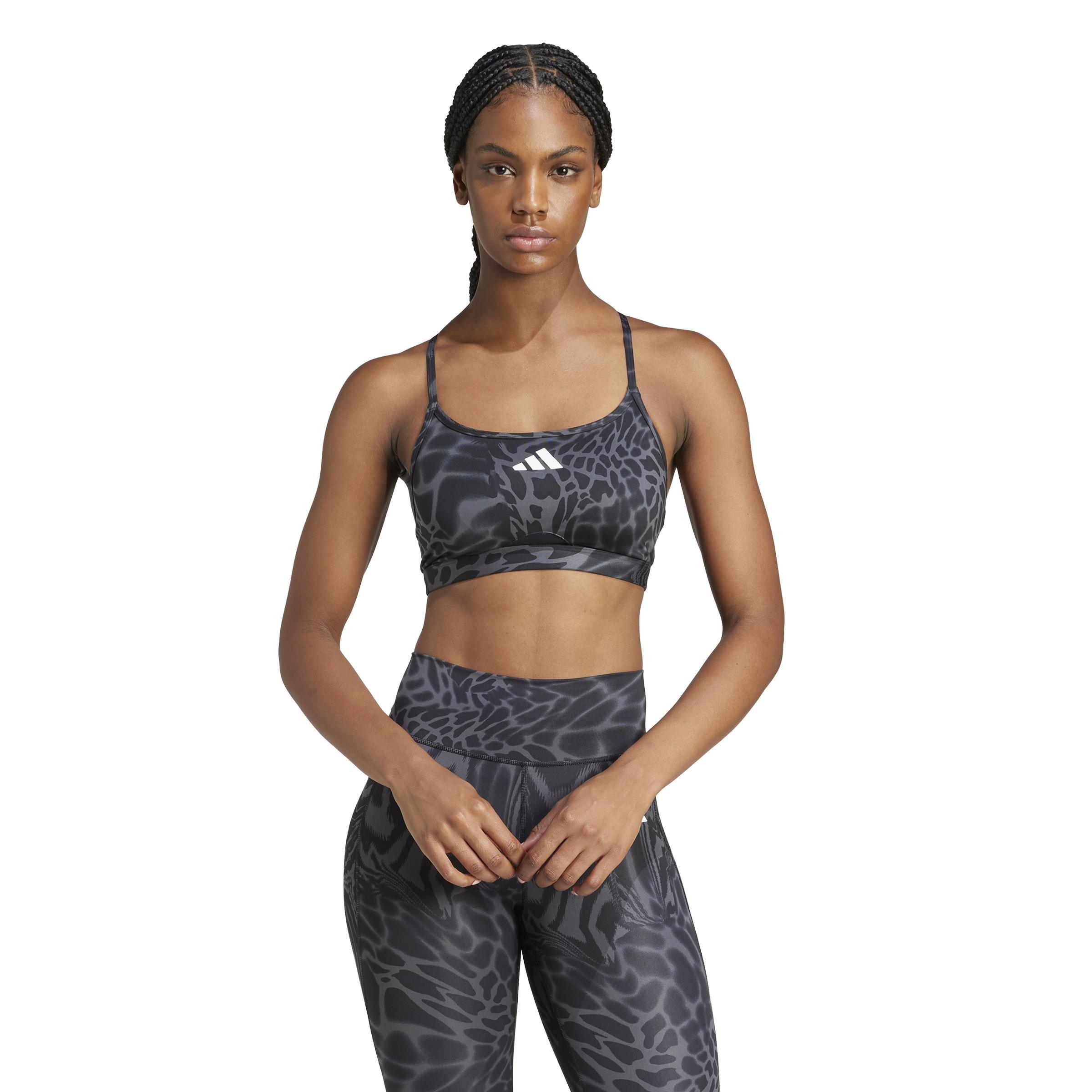 Aeroreact Training Light Support 3-Stripes Bra, Black, A701_ONE, large image number 7