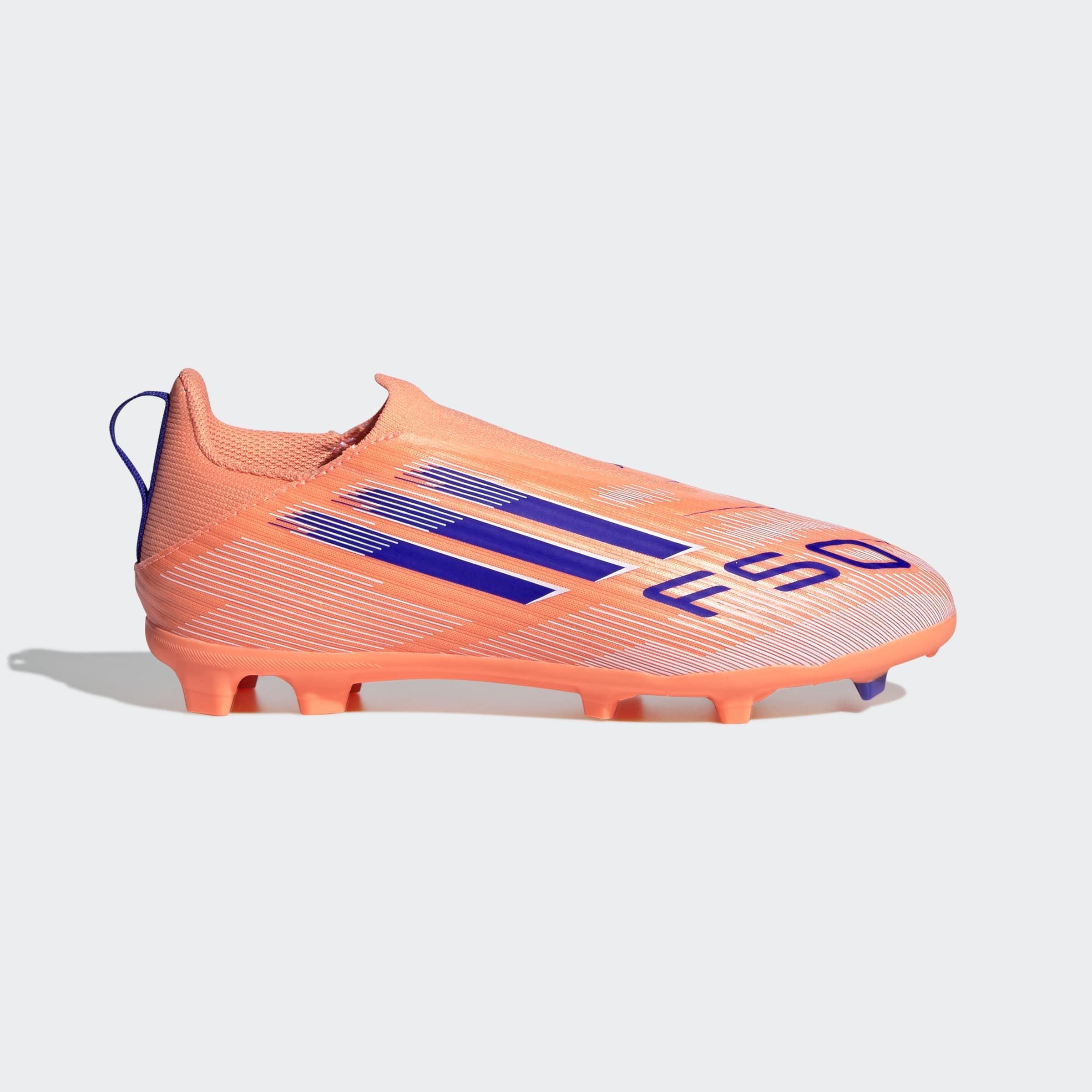 Kids Unisex F50 League Laceless Firm/Multi-Ground Boots, Orange, A701_ONE, large image number 0