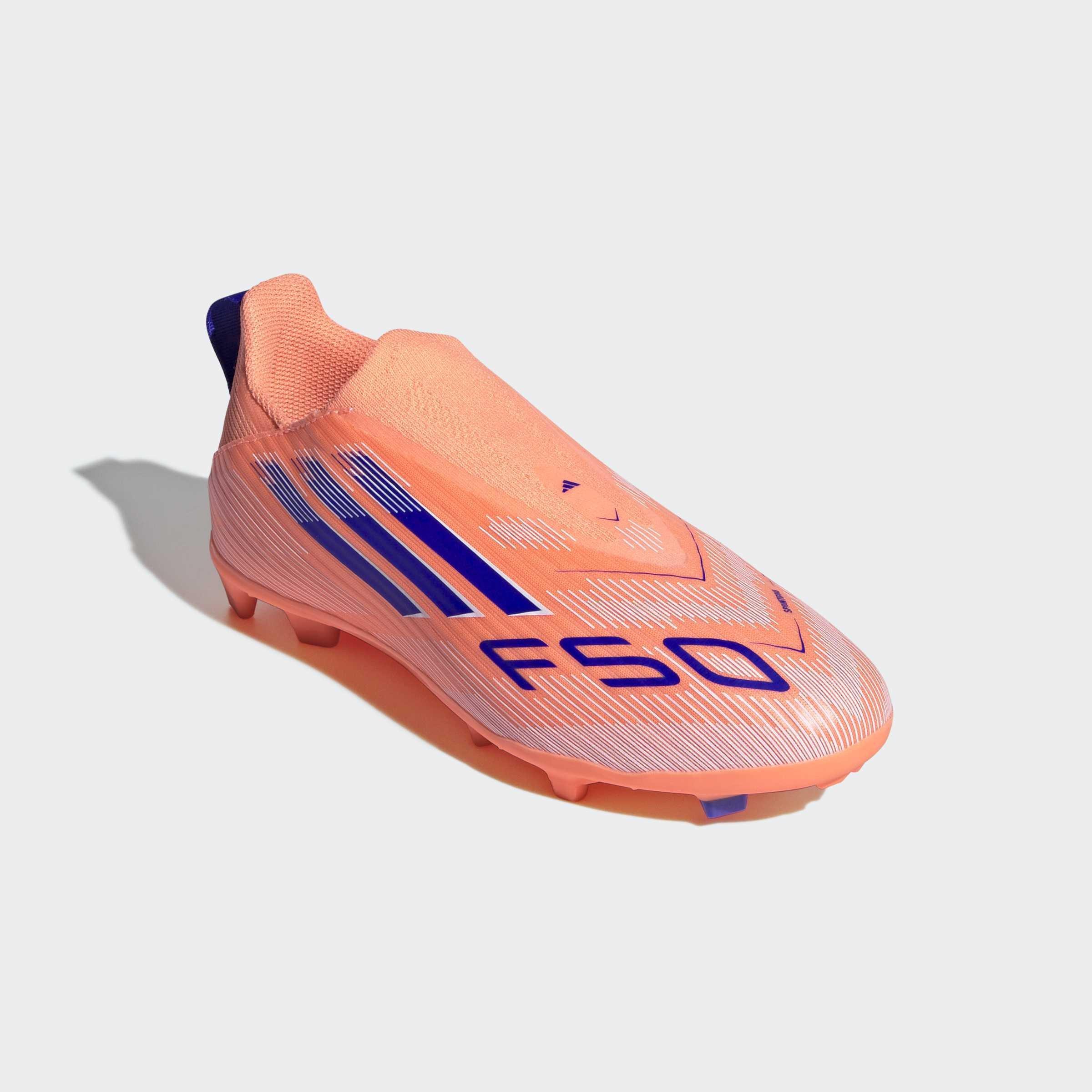 Kids Unisex F50 League Laceless Firm/Multi-Ground Boots, Orange, A701_ONE, large image number 2