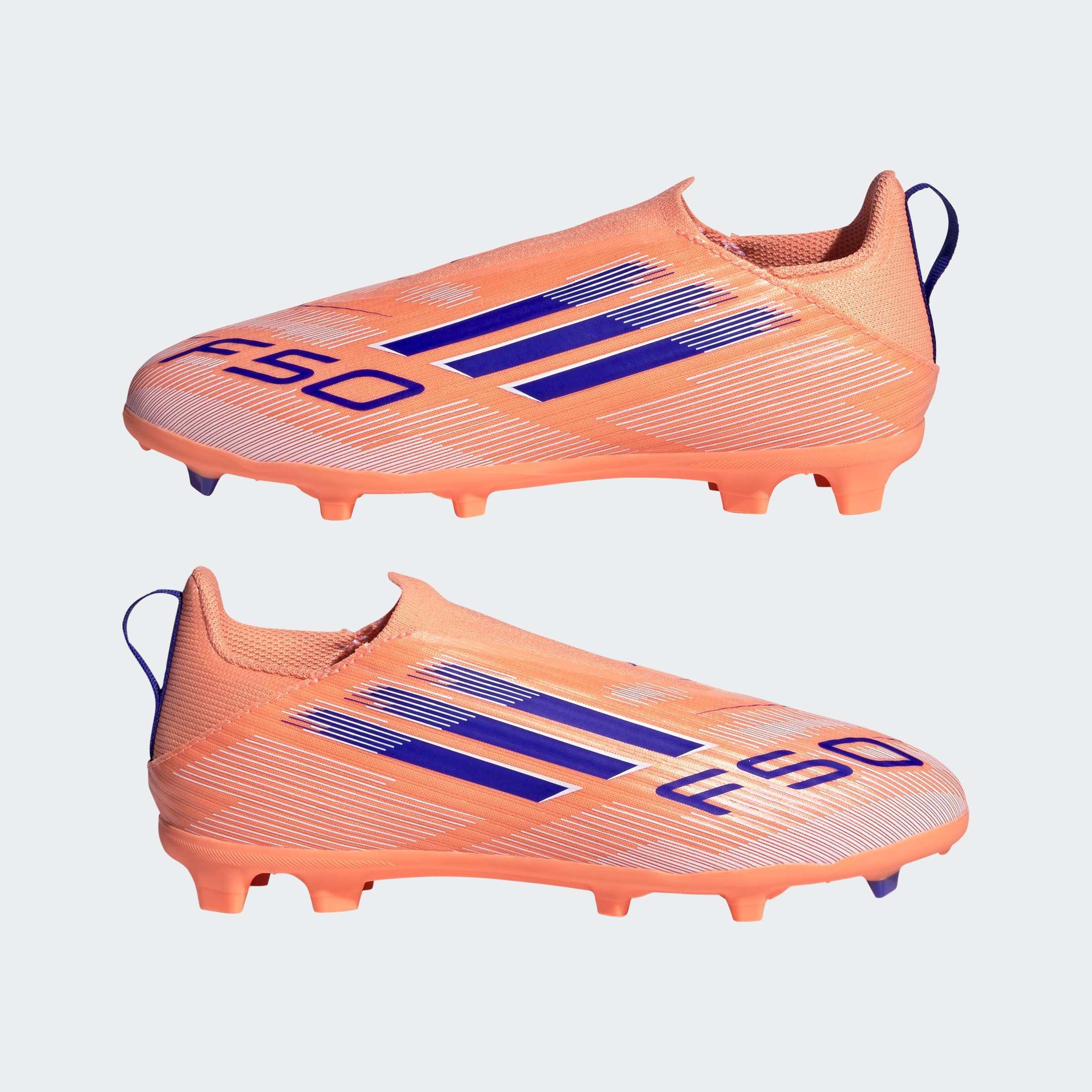 Kids Unisex F50 League Laceless Firm/Multi-Ground Boots, Orange, A701_ONE, large image number 6