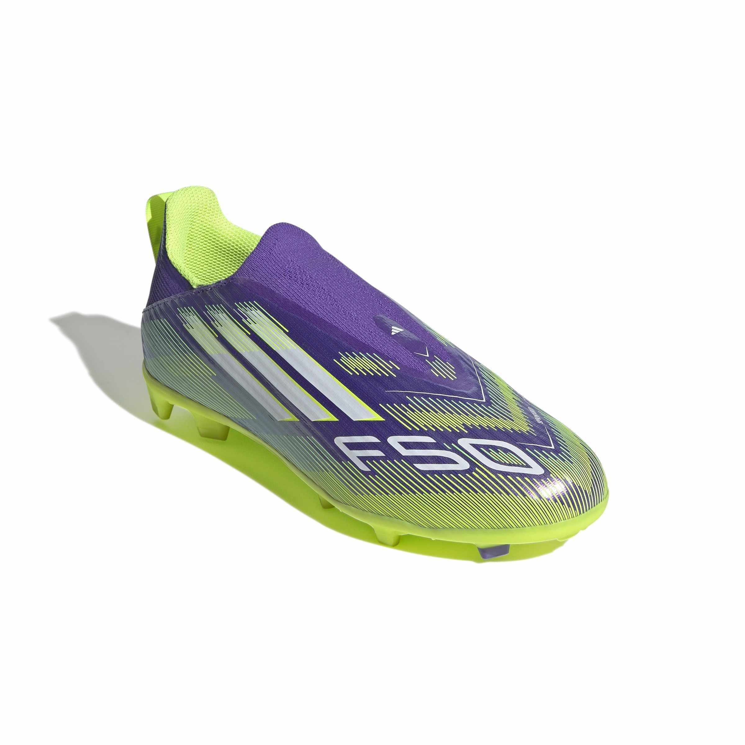 Kids Unisex F50 League Laceless Firm/Multi-Ground Boots, Purple, , large image number 2