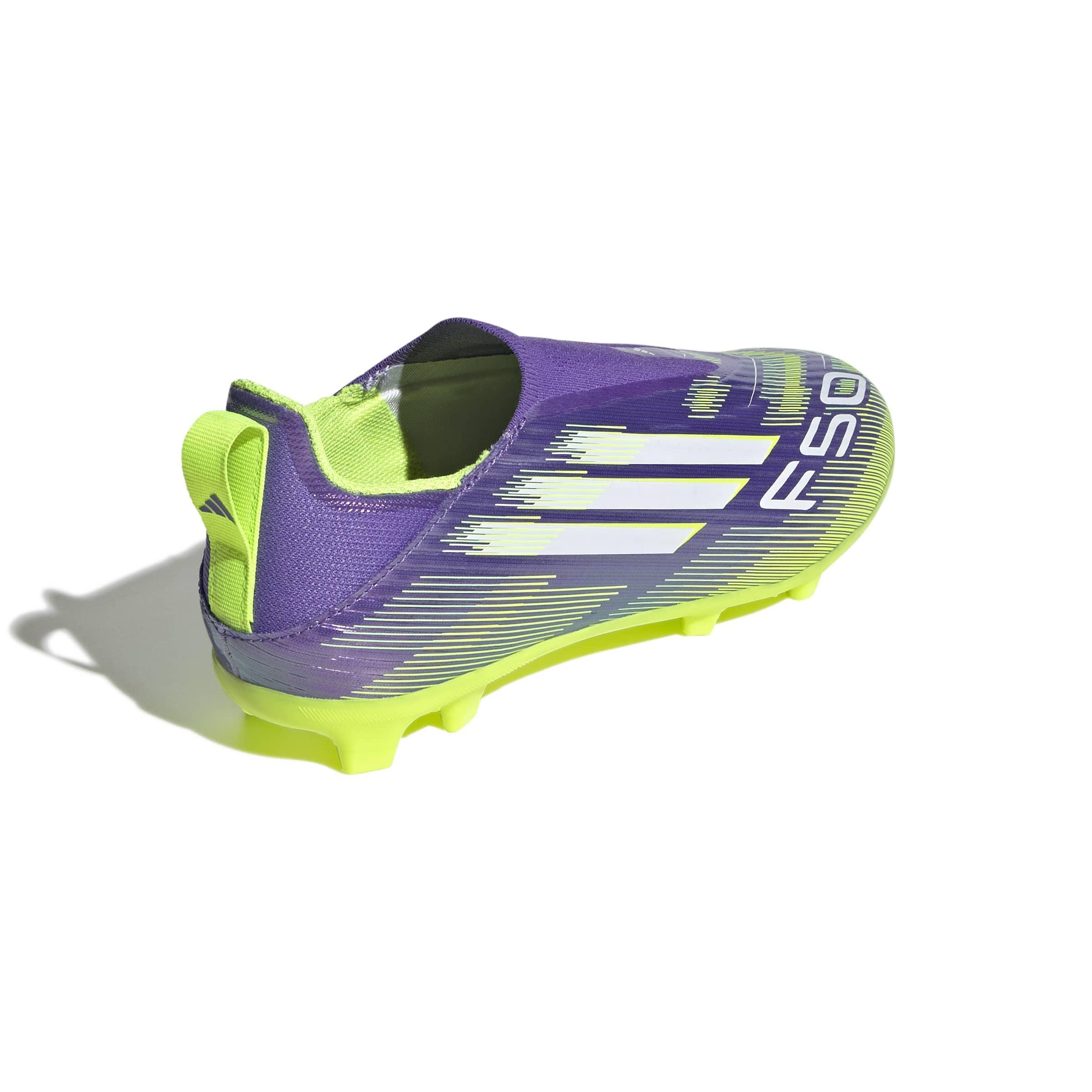 Kids Unisex F50 League Laceless Firm/Multi-Ground Boots, Purple, , large image number 3