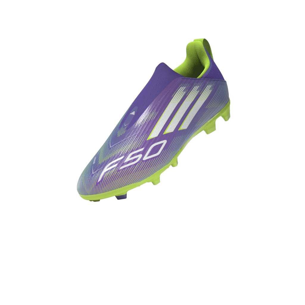 Kids Unisex F50 League Laceless Firm/Multi-Ground Boots, Purple, , large image number 7