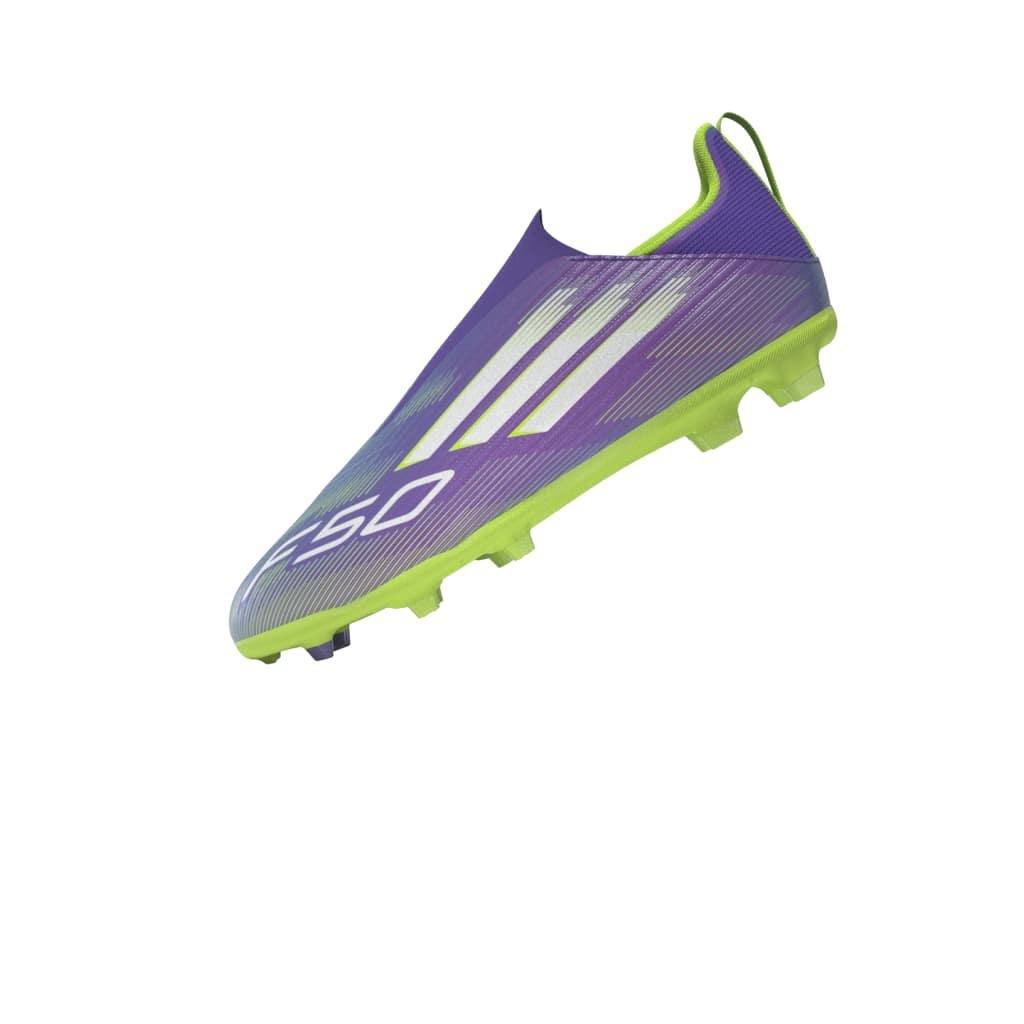 Kids Unisex F50 League Laceless Firm/Multi-Ground Boots, Purple, , large image number 9