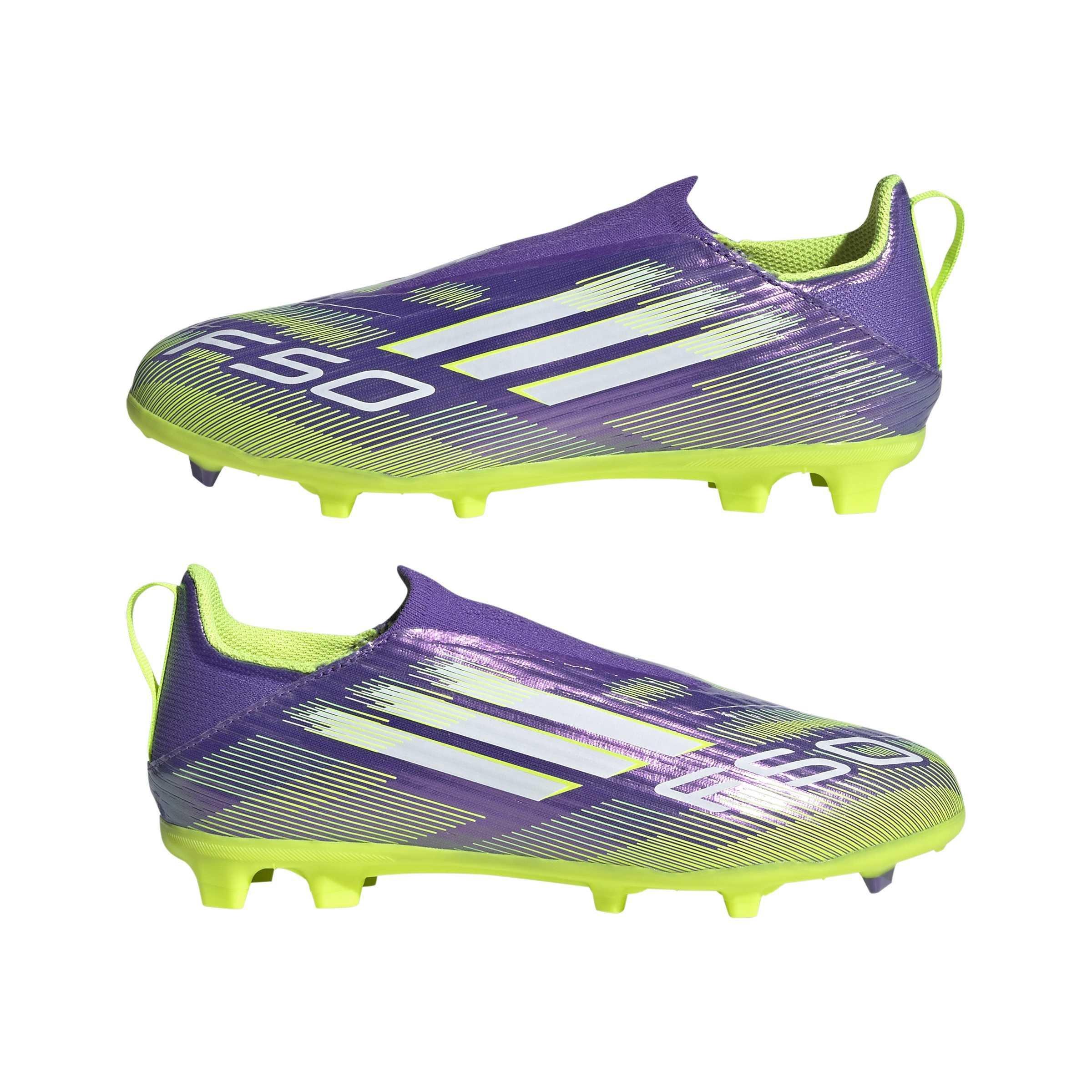 Kids Unisex F50 League Laceless Firm/Multi-Ground Boots, Purple, , large image number 11