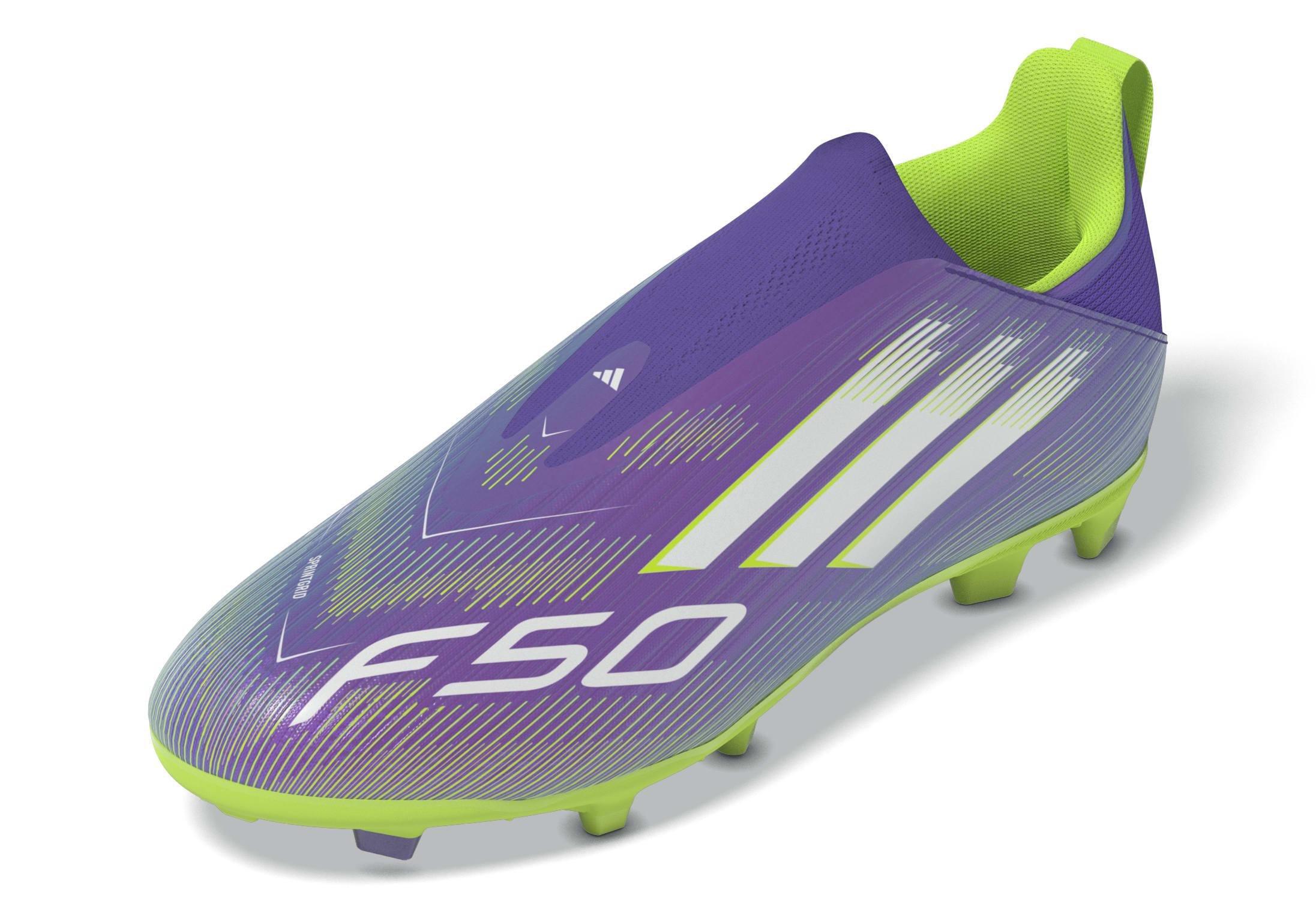 Kids Unisex F50 League Laceless Firm/Multi-Ground Boots, Purple, , large image number 14