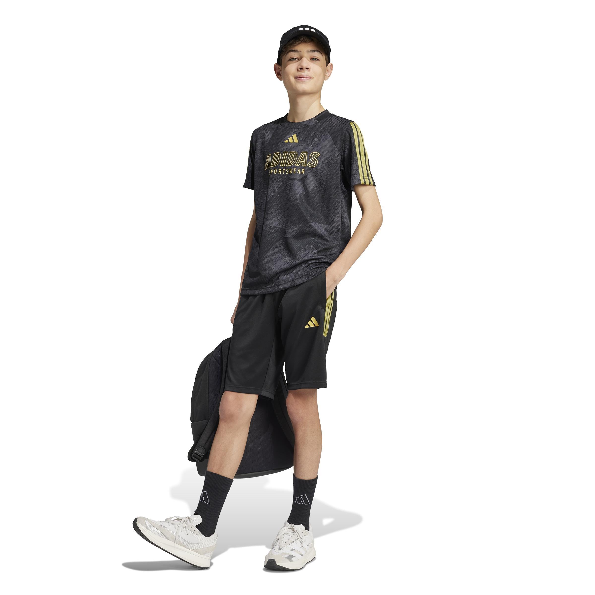 Unisex Kids House of Tiro Colors of Football Shorts, Black, A701_ONE, large image number 8