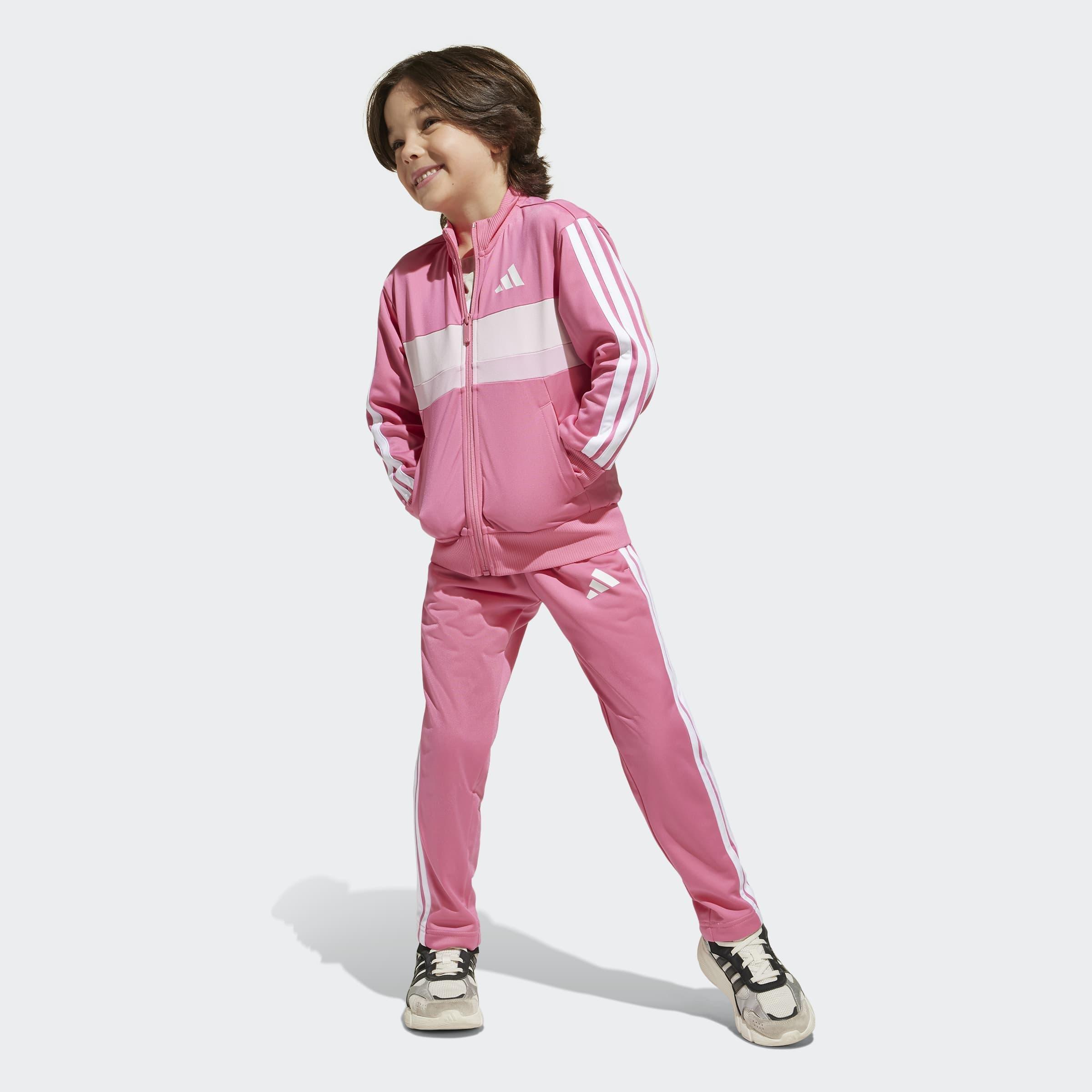 Kids Unisex Seasonal Essentials Tiberio 3-Stripes Tricot Track Suit, Pink, A701_ONE, large image number 3