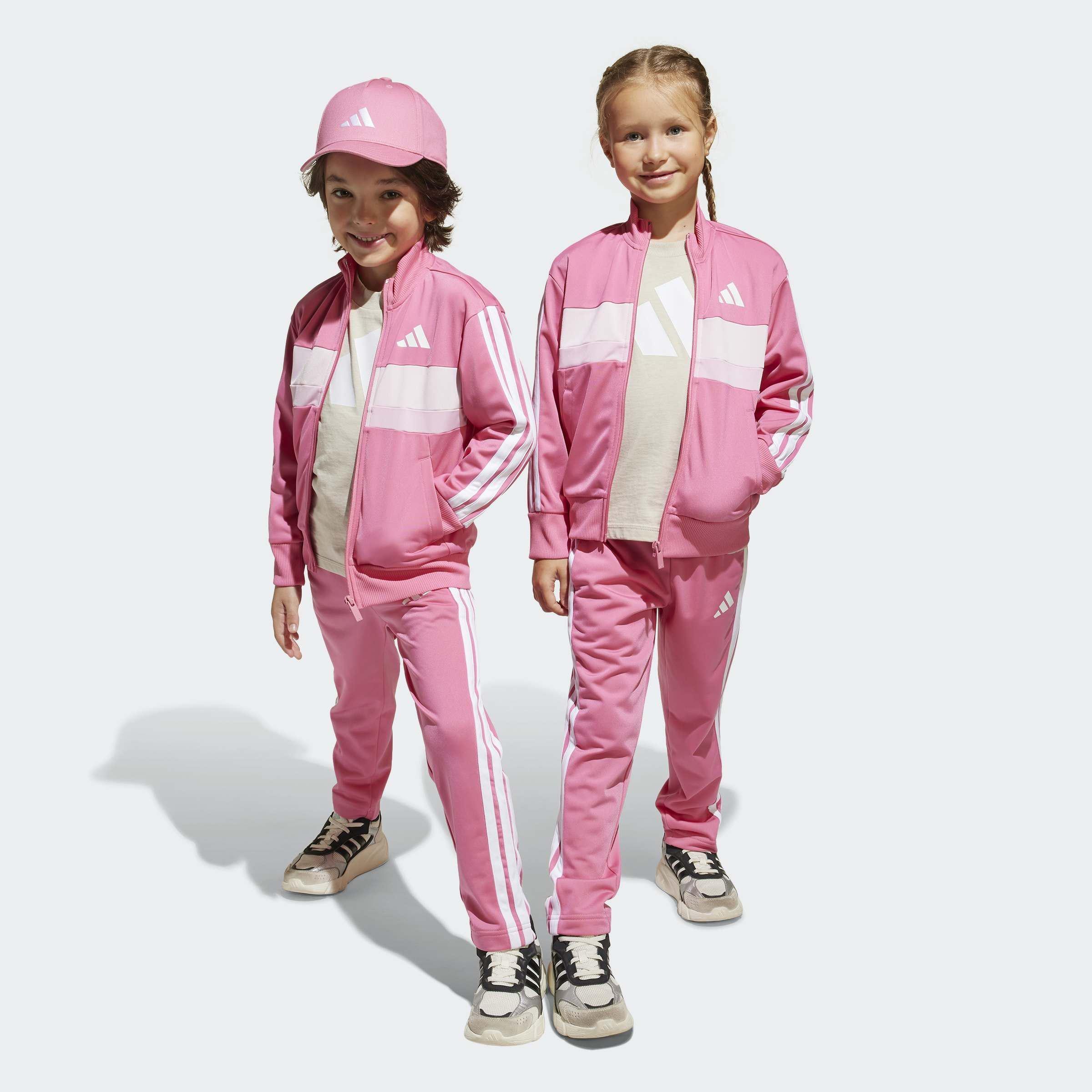 Kids Unisex Seasonal Essentials Tiberio 3-Stripes Tricot Track Suit, Pink, A701_ONE, large image number 12