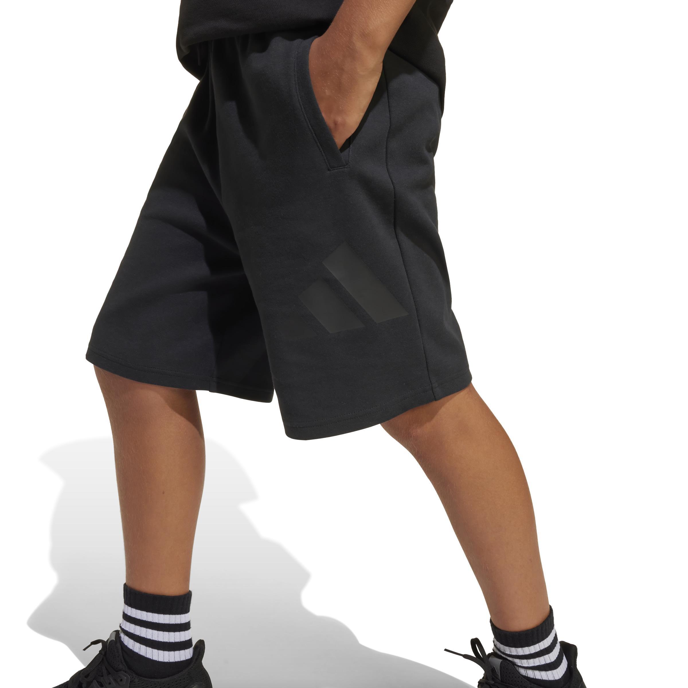 Unisex Future Icons Logo Above-Knee Shorts Kids, Black, A701_ONE, large image number 3