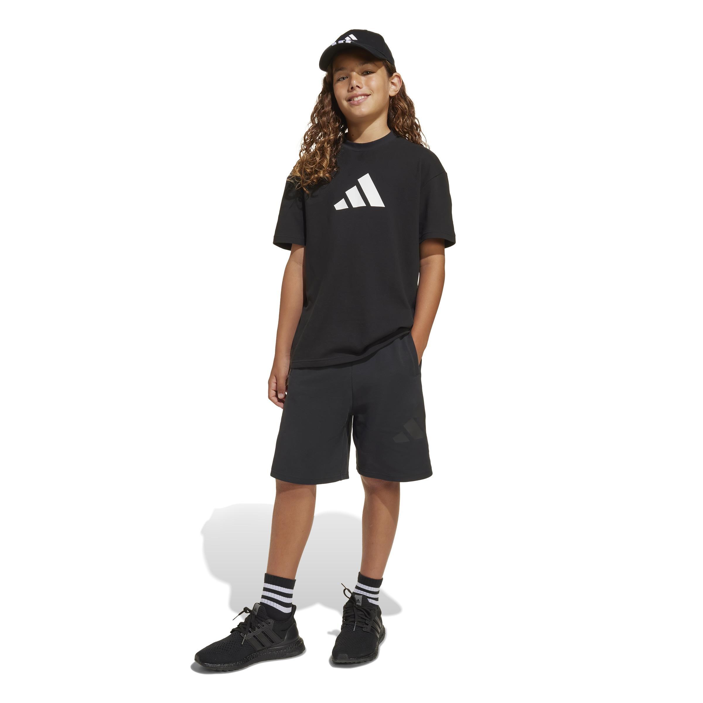 Unisex Future Icons Logo Above-Knee Shorts Kids, Black, A701_ONE, large image number 5