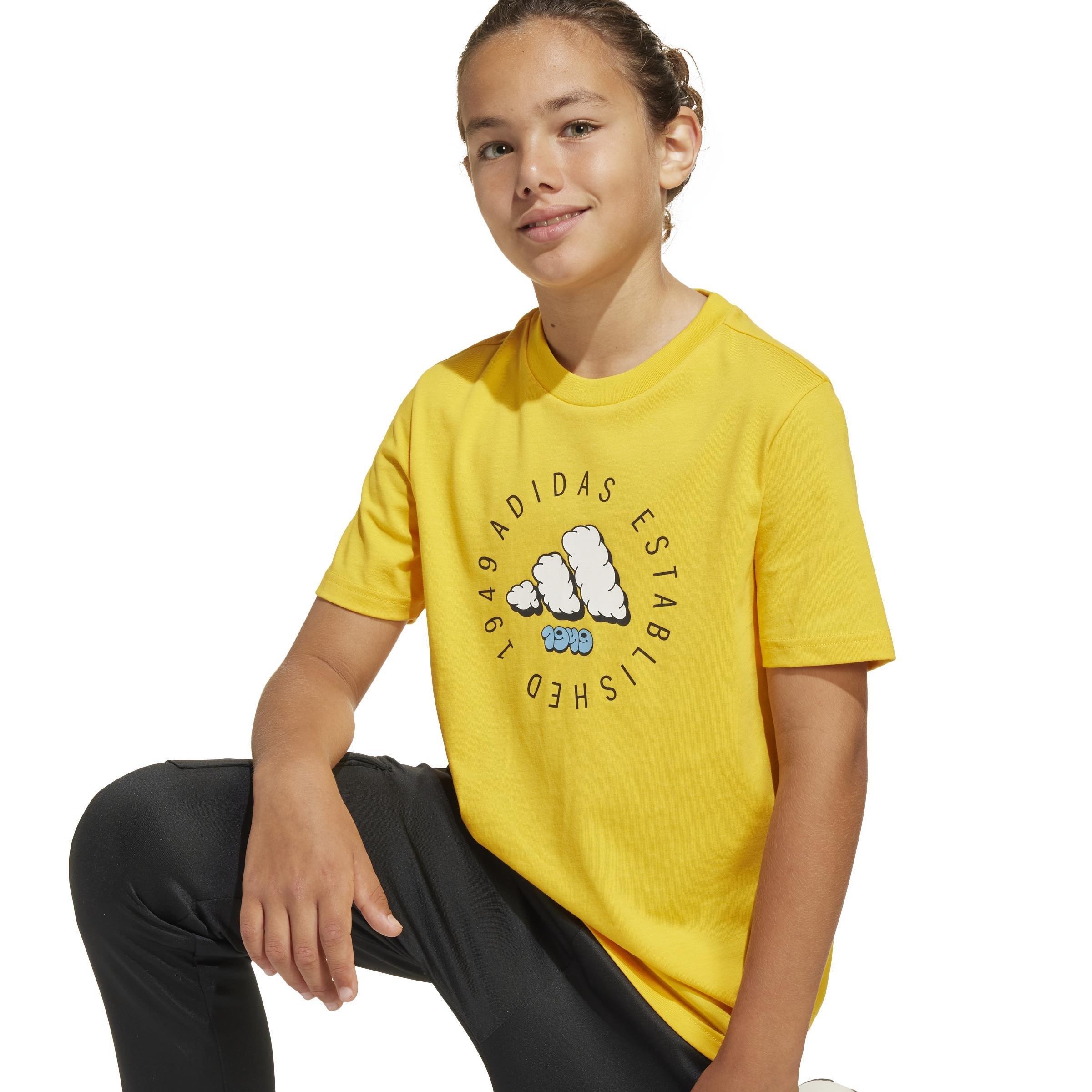 Unisex Kids Fun Graphic T-Shirt, Yellow, , large image number 5