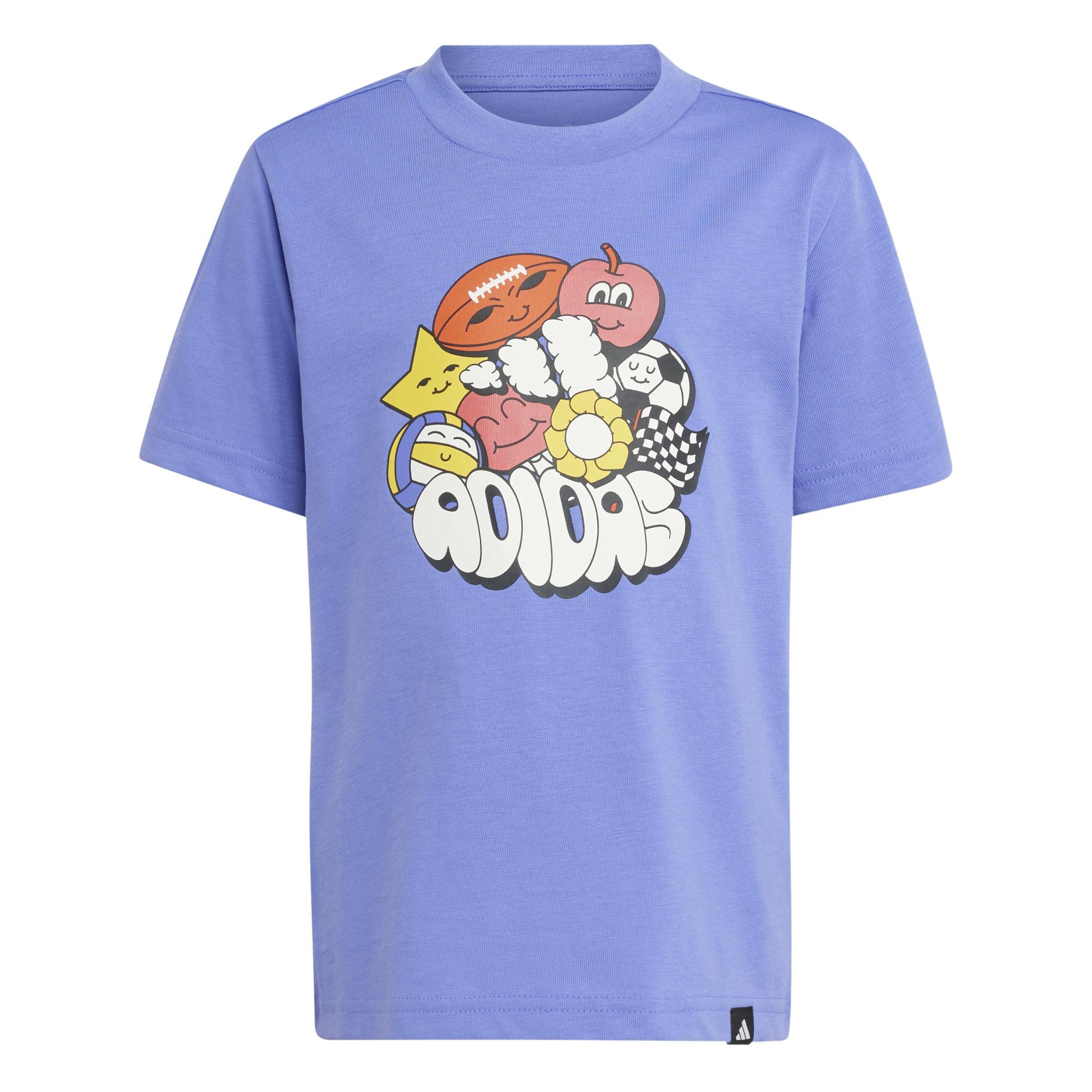 Unisex Kids Fun Graphic T-Shirt, Blue, , large image number 0