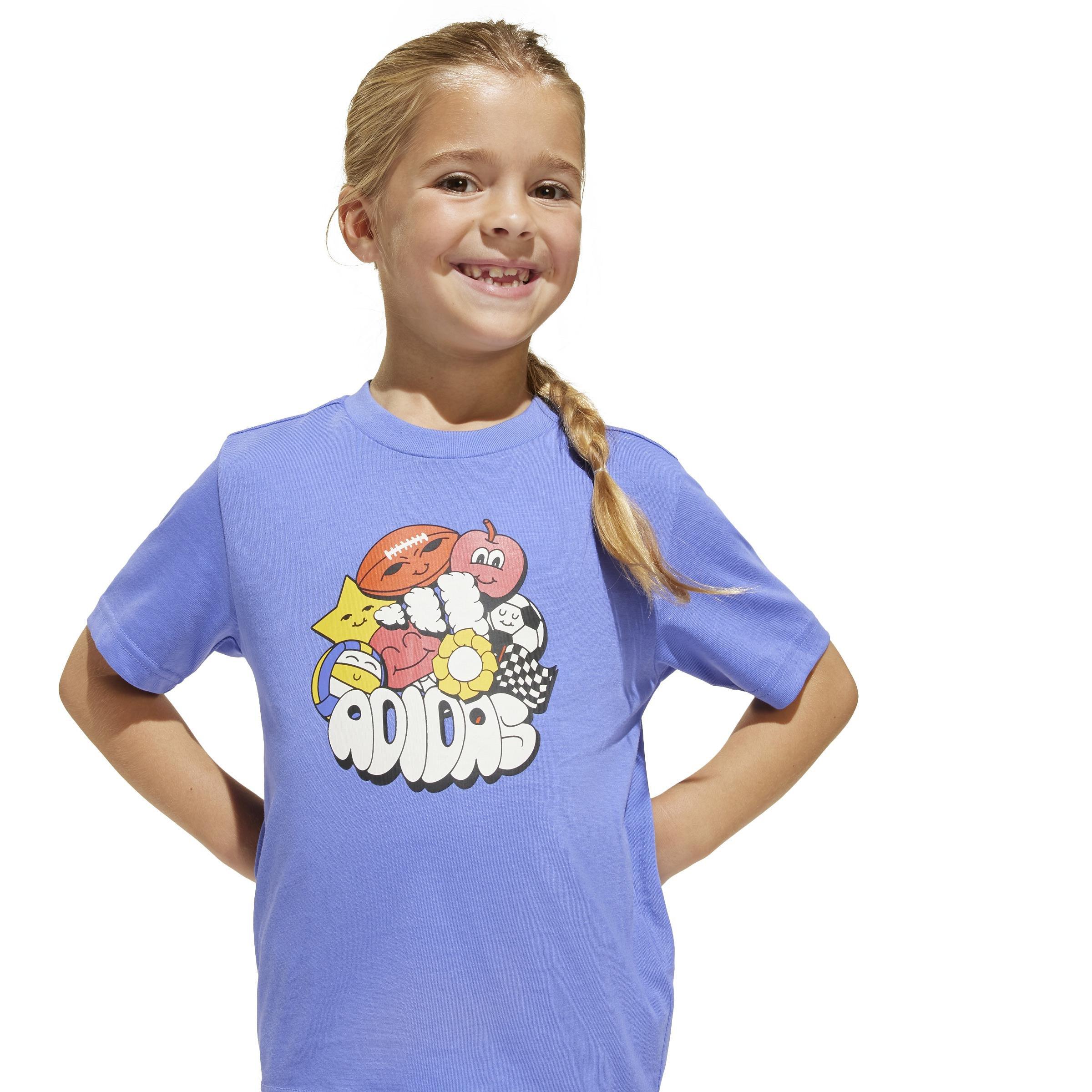 Unisex Fun Graphic T-Shirt Kids, Blue, A701_ONE, large image number 5