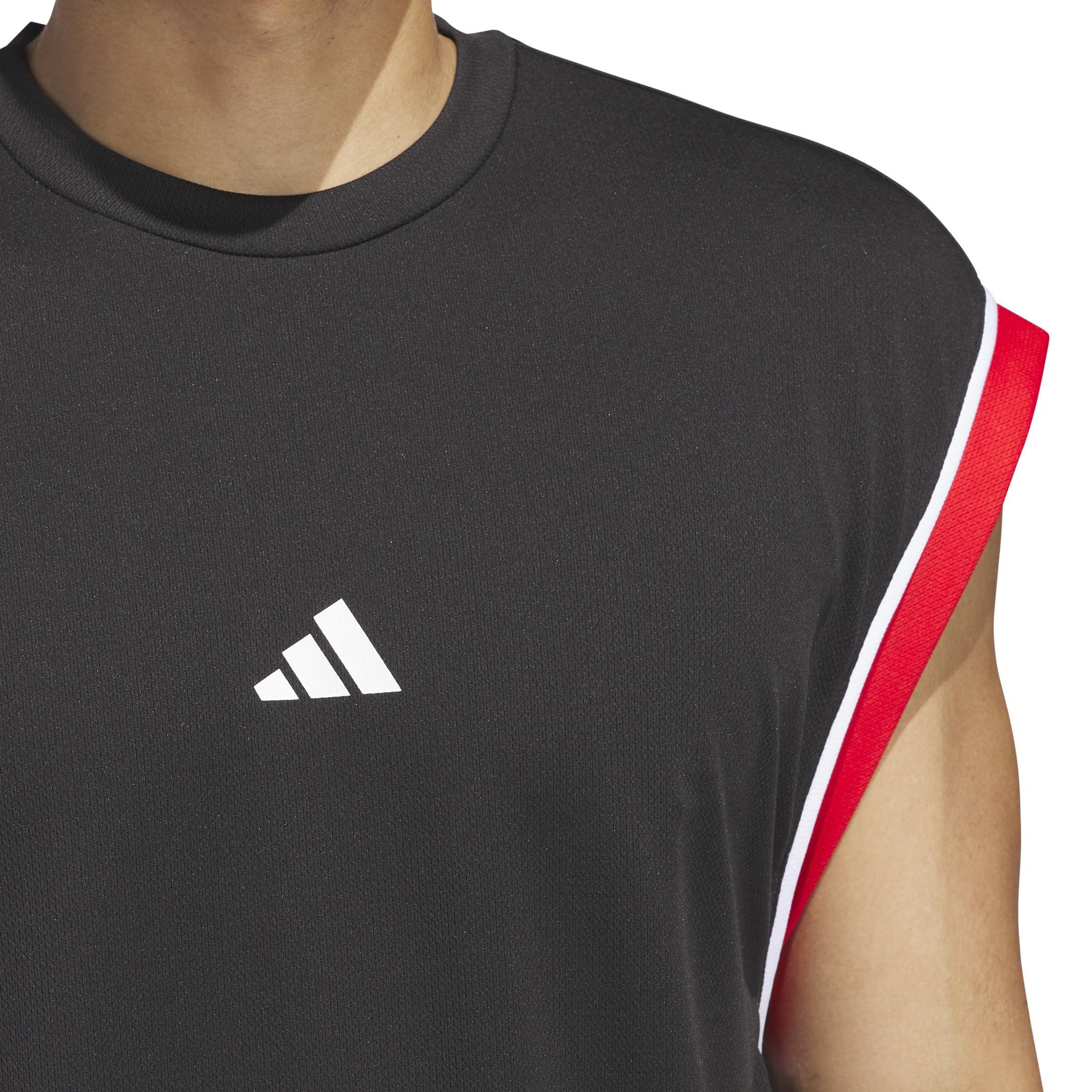 adidas Basketball All-World Sleeveless Tank Top, Black, A701_ONE, large image number 4