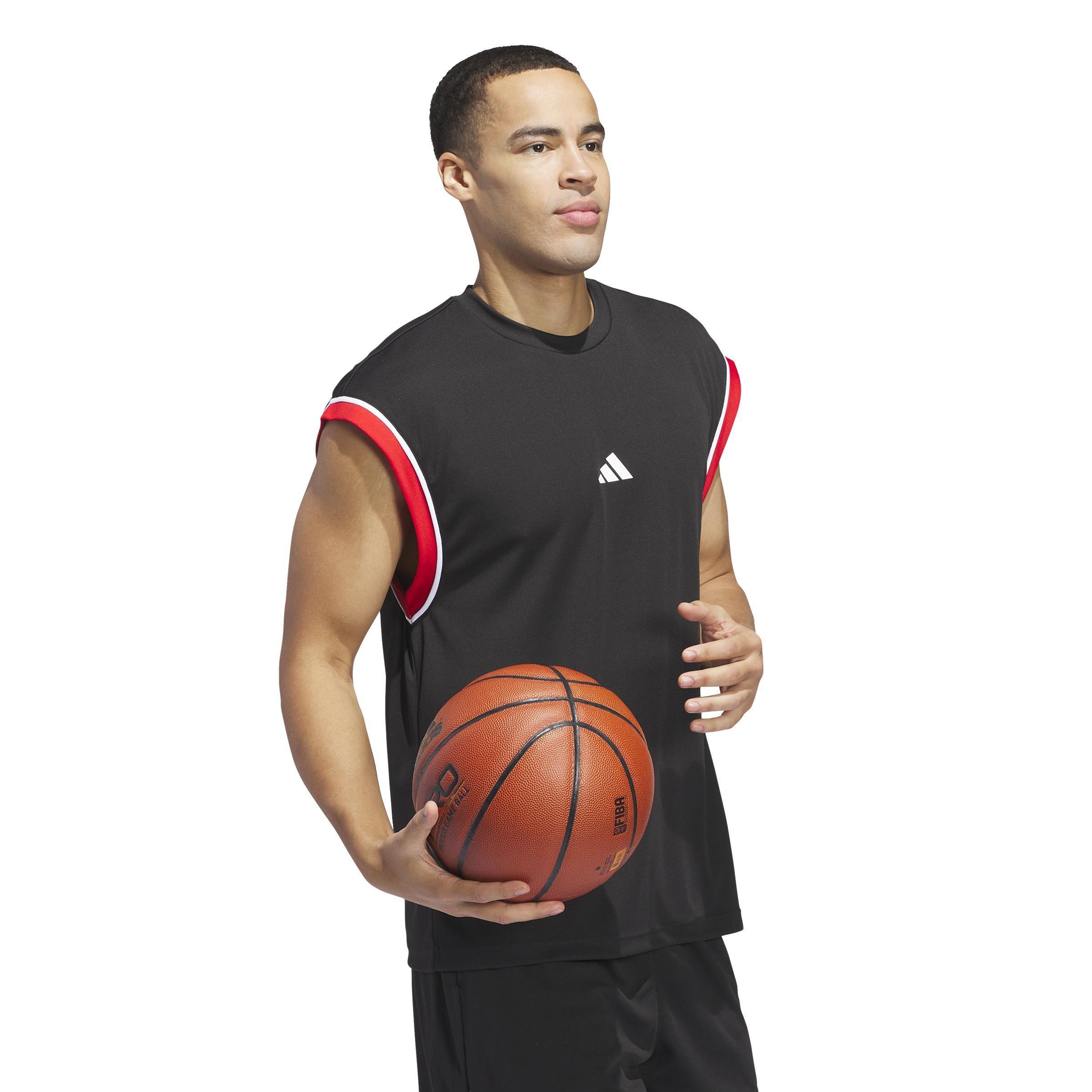 adidas Basketball All-World Sleeveless Tank Top, Black, A701_ONE, large image number 6